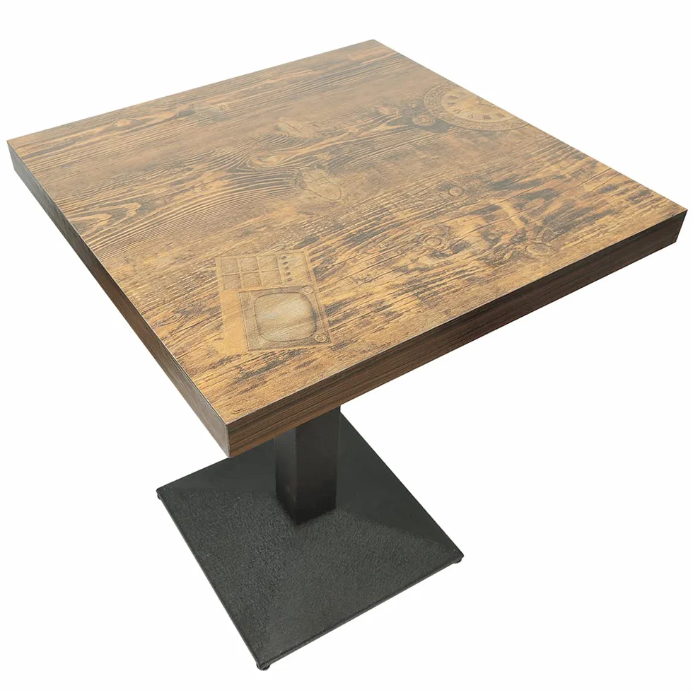 Retro Industrial Stolik jadalny, Wysokość 75 cm, Kwadratowy stół kuchenny, stół kuchenny z metalu i drewna, Stół bistro dla 1-4 osób (typ B)