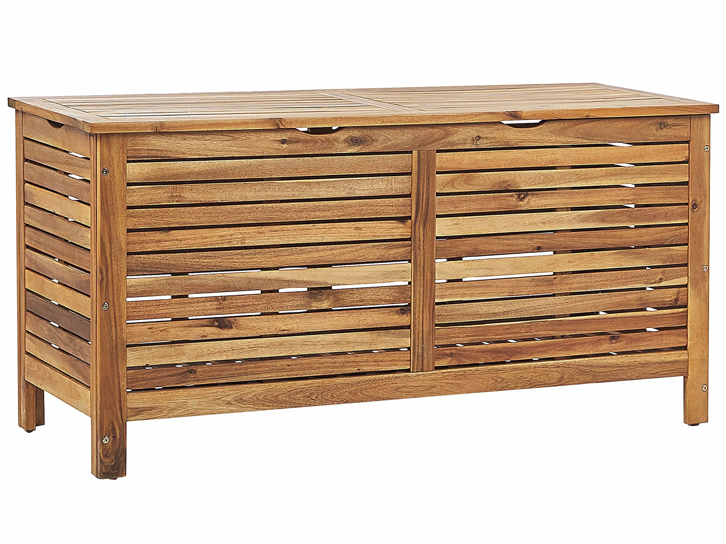 Skrzynia ogrodowa jasnobrązowy akacja pokrywa na zewnątrz 130 x 64 cm Riviera
