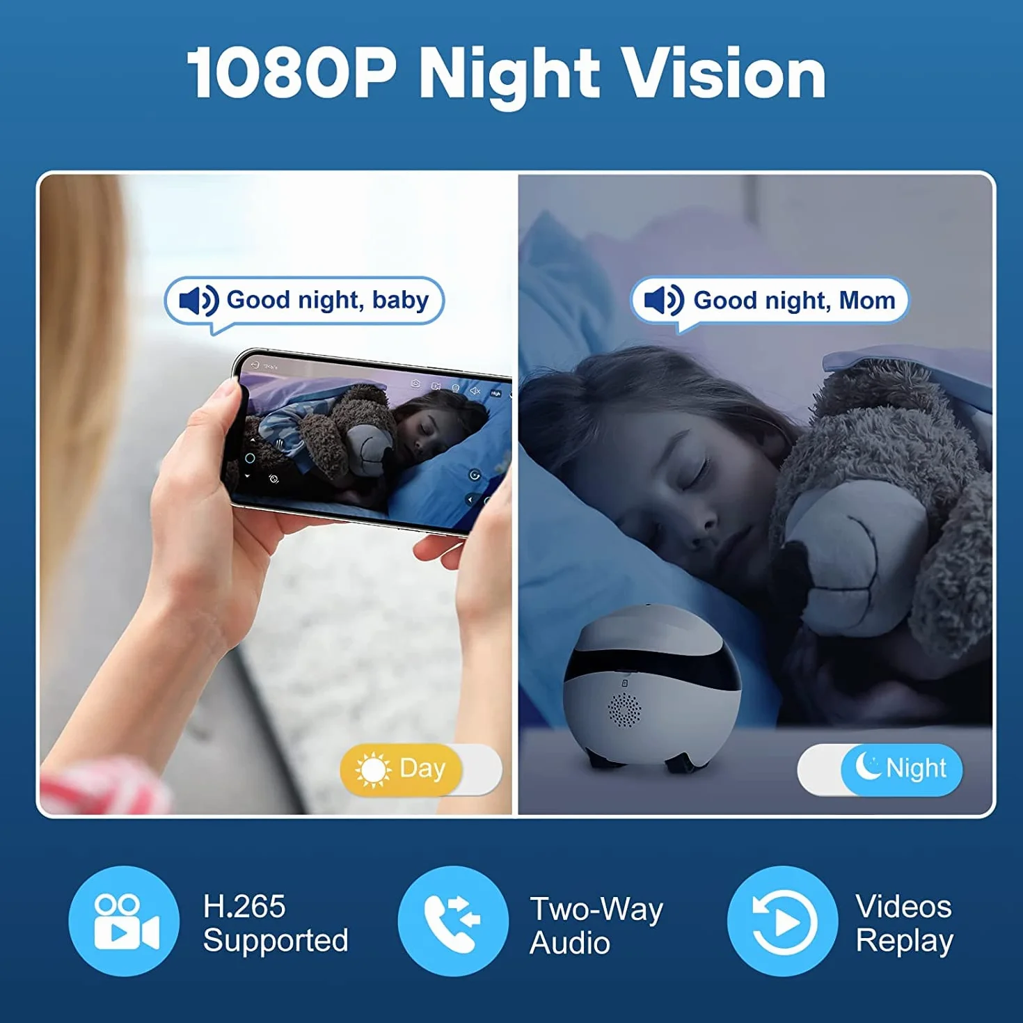Enabot Bezprzewodowa kamera do monitoringu wewnątrz, 1080p, mobilna kamera kopułkowa, Wi-Fi IP z 2-kierunkowym dźwiękiem, podczerwień, Auto-Cruise, zdalny dostęp, gniazdo na kartę SD