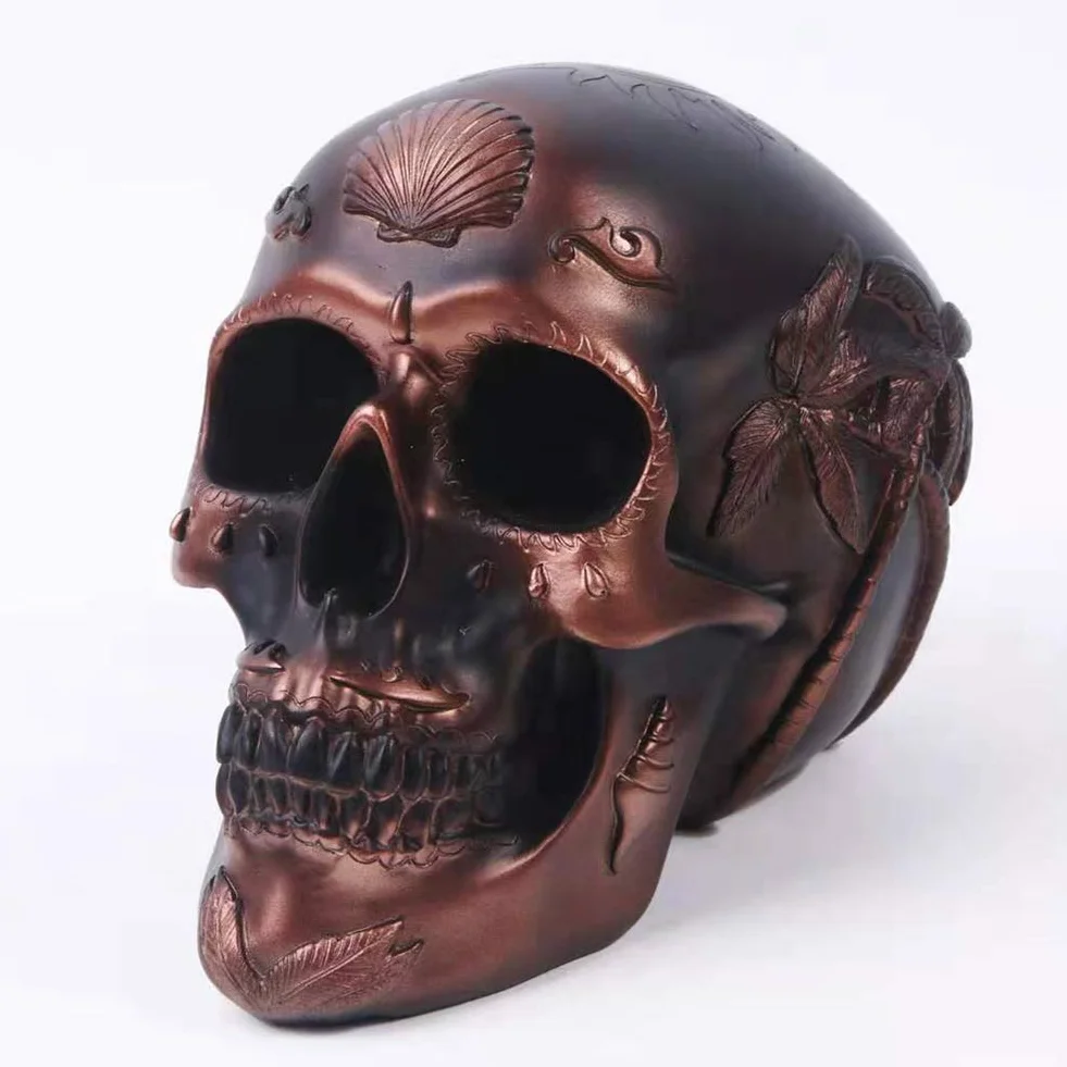 BOLLAER Skarbonka Czaszka - Spersonalizowana Dekoracja Domu, Statua Szkieletu Głowy, Model Halloween, Rekwizyt z Żywicy