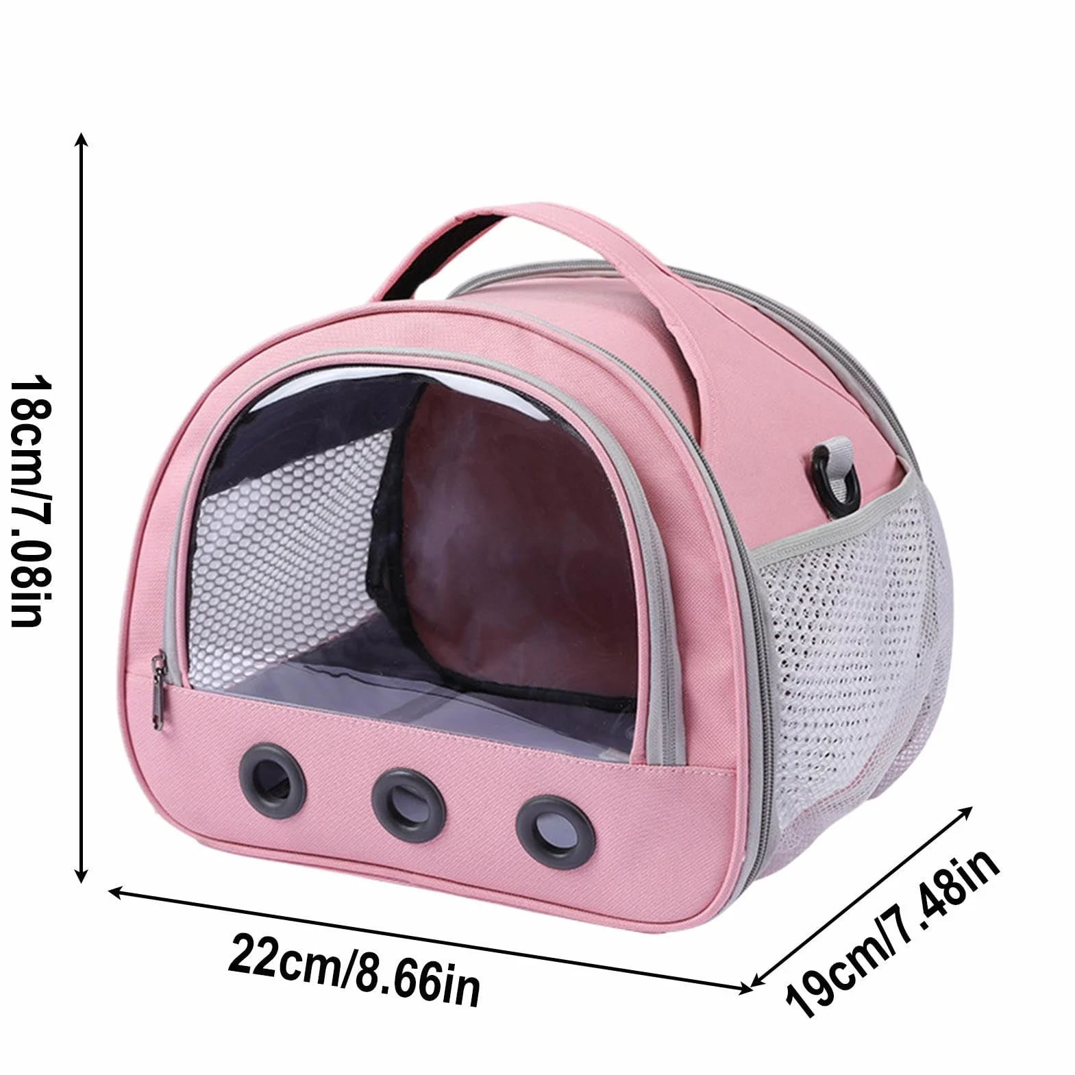 Portable Guinea Pig Carrier Bag Multifunctional 22x19x18cm Oxford Cloth PVC Transparent Window