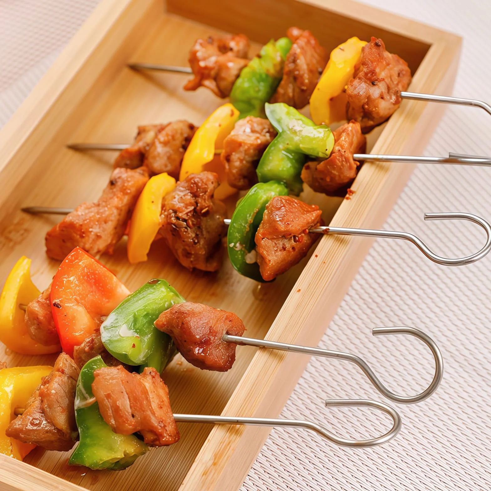 Metalowe szpikulce ze stali nierdzewnej do kebabów, szaszłyków ze stali nierdzewnej, do frytkownicy powietrznej, szaszłyków z kurczaka, kebabów z indyka, akcesoria do grillowania (12)