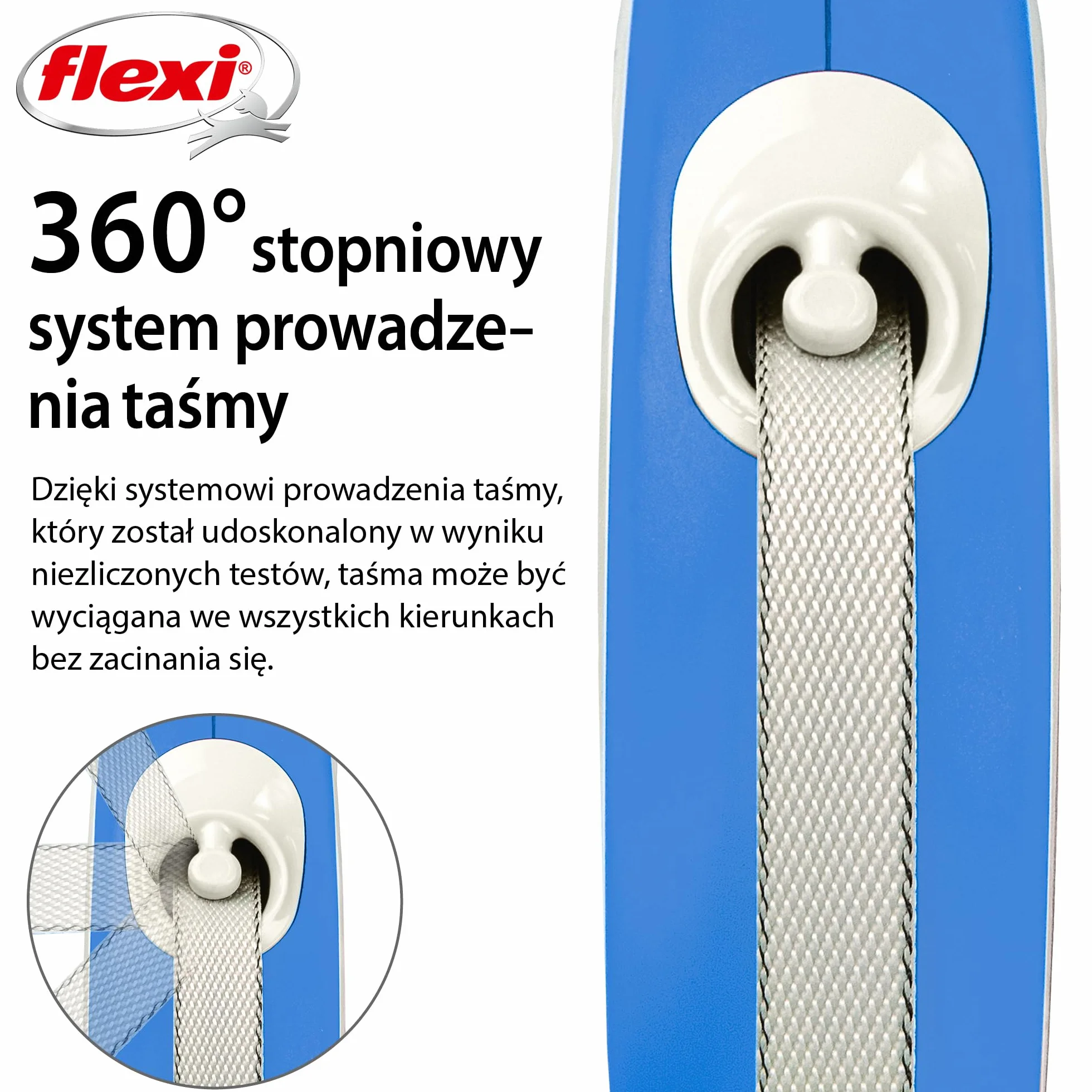 Kerbl Flexi smycz New Comfort smycz na kółkach, smycz dla psa, niebieska, 25 kg