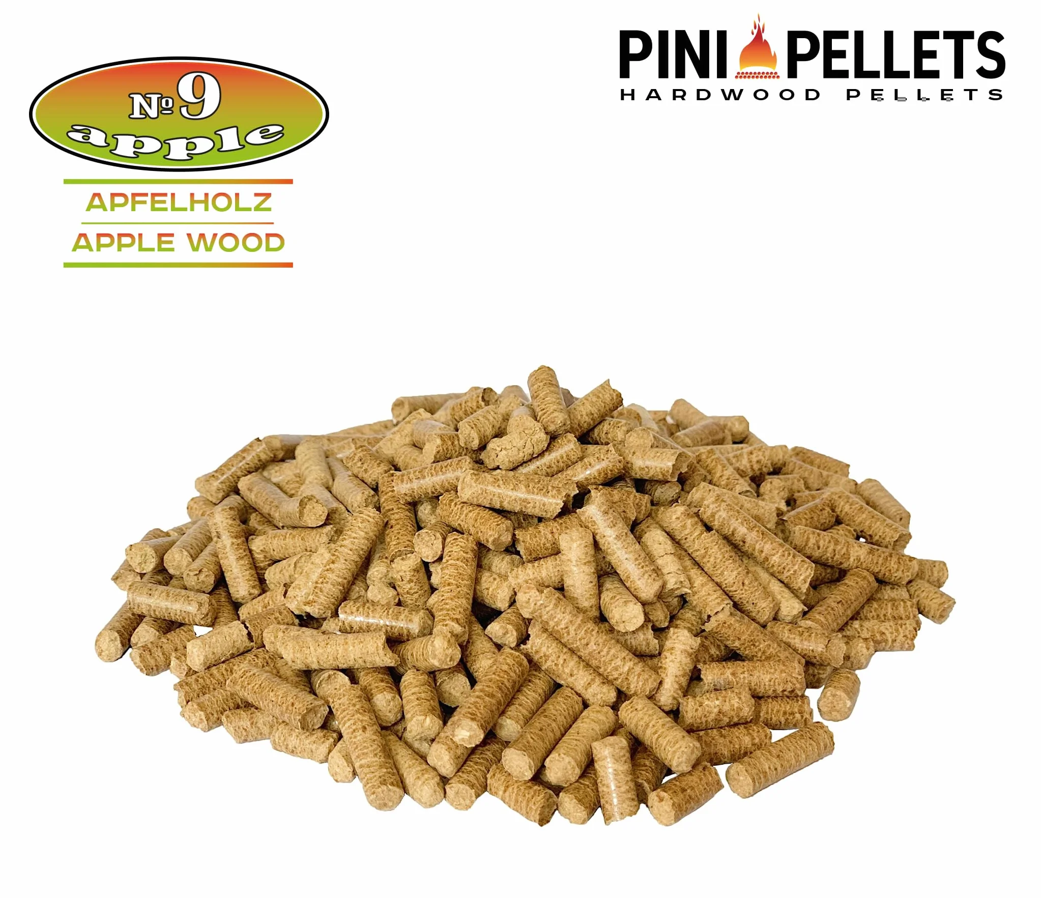PINI Pellet grillowy № 9 jabłek 10 kg BBQ pellet z twardego drewna do grillowania, wędzenia
