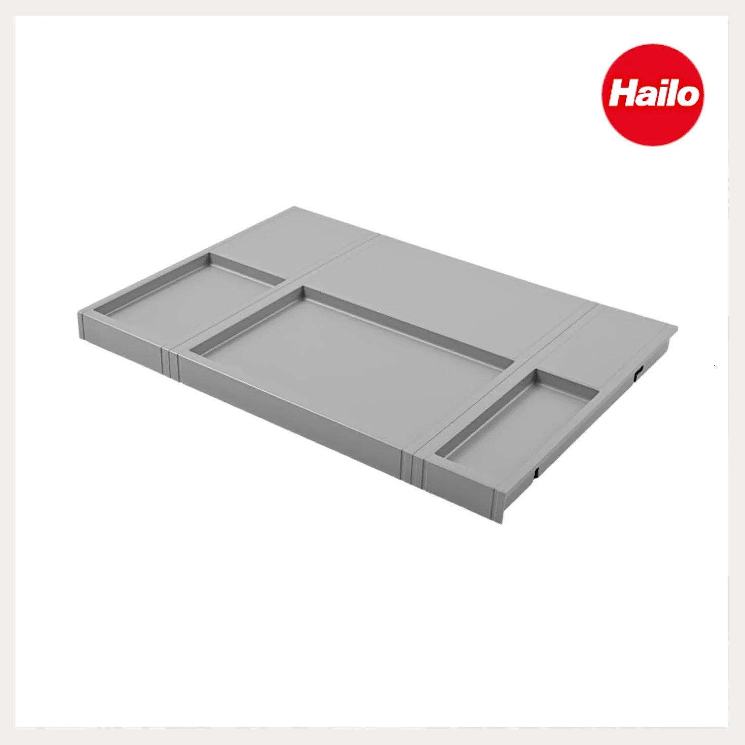 Hailo Dno stołu 1109749 | do szafek o szerokości 60 cm | wielofunkcyjna pokrywka z tworzywa sztucznego w kolorze szarym | wkładane półki maks. 5 kg