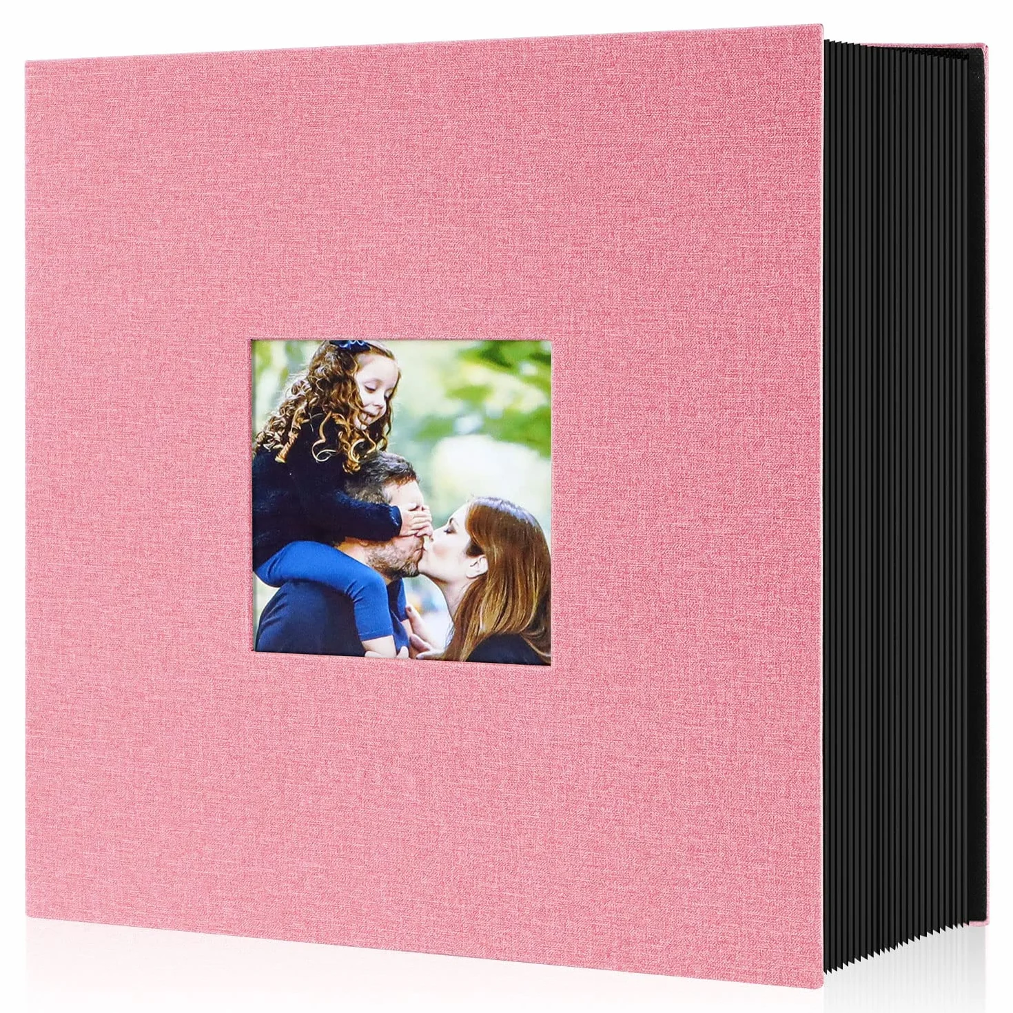 Lanpn Album fotograficzny na 1000 zdjęć w formacie 10x15, bardzo duży, XXL, lniany album do wkładania zdjęć w układzie pionowym, różowy
