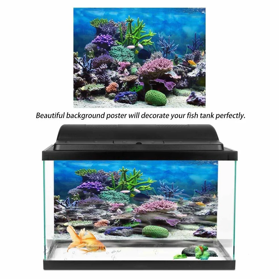 FILFEEL Dekoracje akwarium tło PCW samoprzylepny plakat podwodny koral 76 x 30 cm