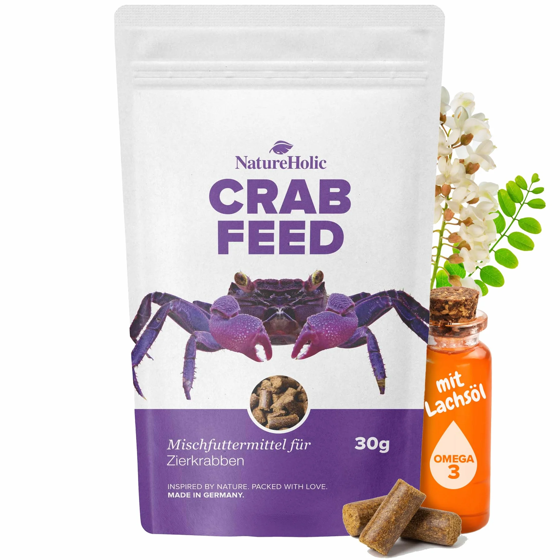 NatureHolic - Krabbenfeed I pokarm dla krabów I wysokiej jakości naturalne składniki, które wyprodukowałem w Niemczech I do krabów w terrarium, paludarium, akwarium, akwarium i akwarium