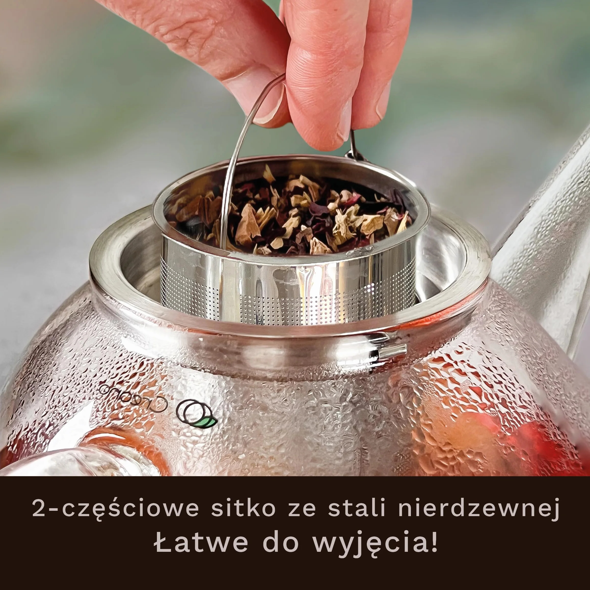 Creano Dzbanek do herbaty ze szkła 1,2l + czarny podgrzewacz ze stali nierdzewnej - szklany dzbanek do herbaty z sitkiem i pokrywką z klasycznego szkła - idealny do parzenia herbaty sypanej - 100% bez