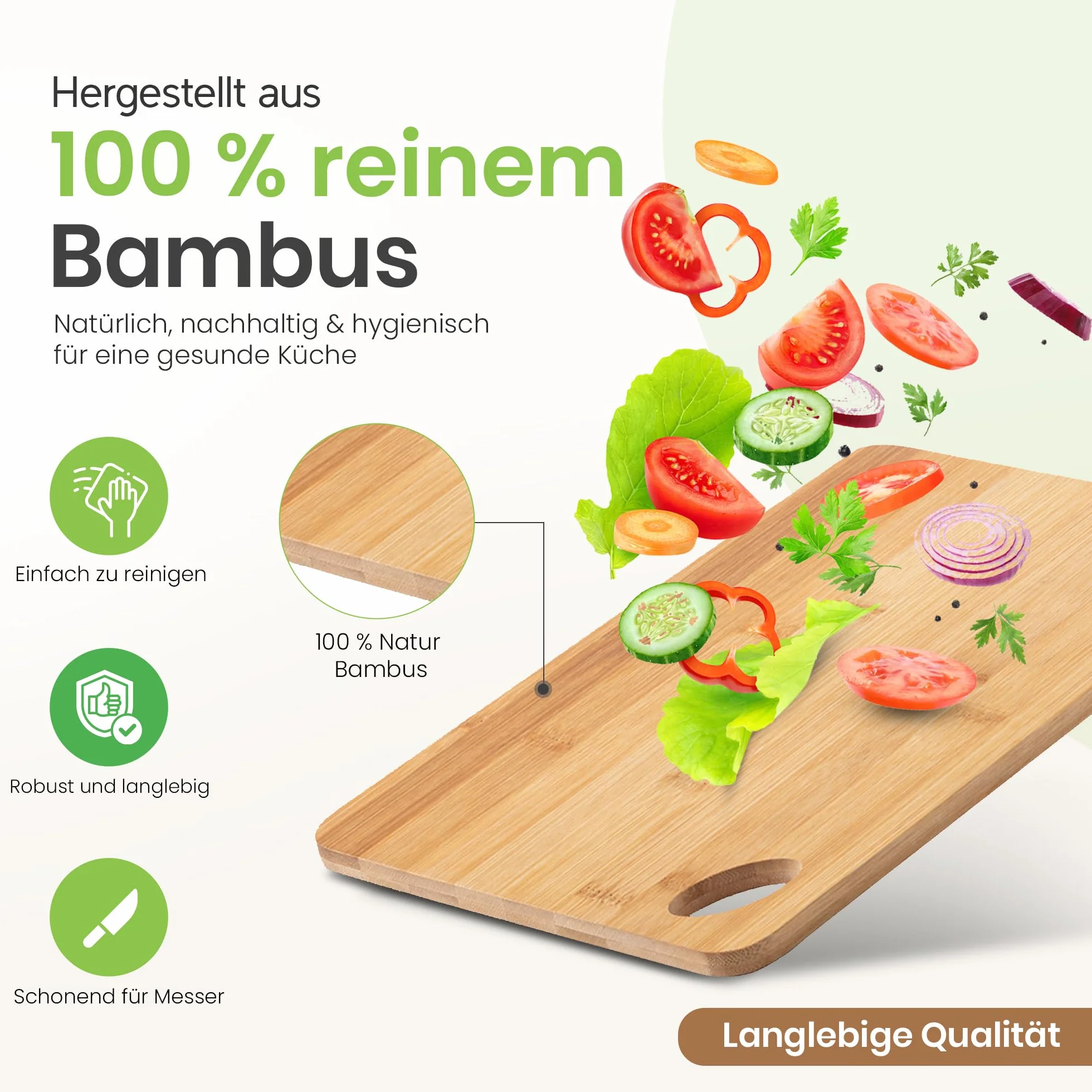 Deska do krojenia z bambusa 30x20 cm – duża drewniana deska do krojenia, do użytku z obu stron z otworem na uchwyt, trwała drewniana deska kuchenna na śniadanie, owoce i przekąski