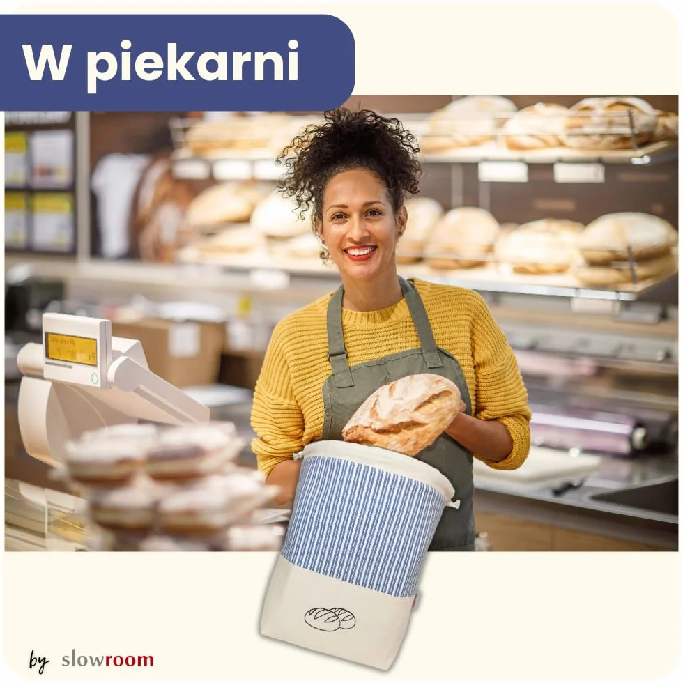 slowroom Worek na chleb do przechowywania chleba i utrzymania świeżości 3 w 1 – kosz na chleb z materiału – torba na pieczywo z bawełny – chlebak 32 x 35 cm, niebieski