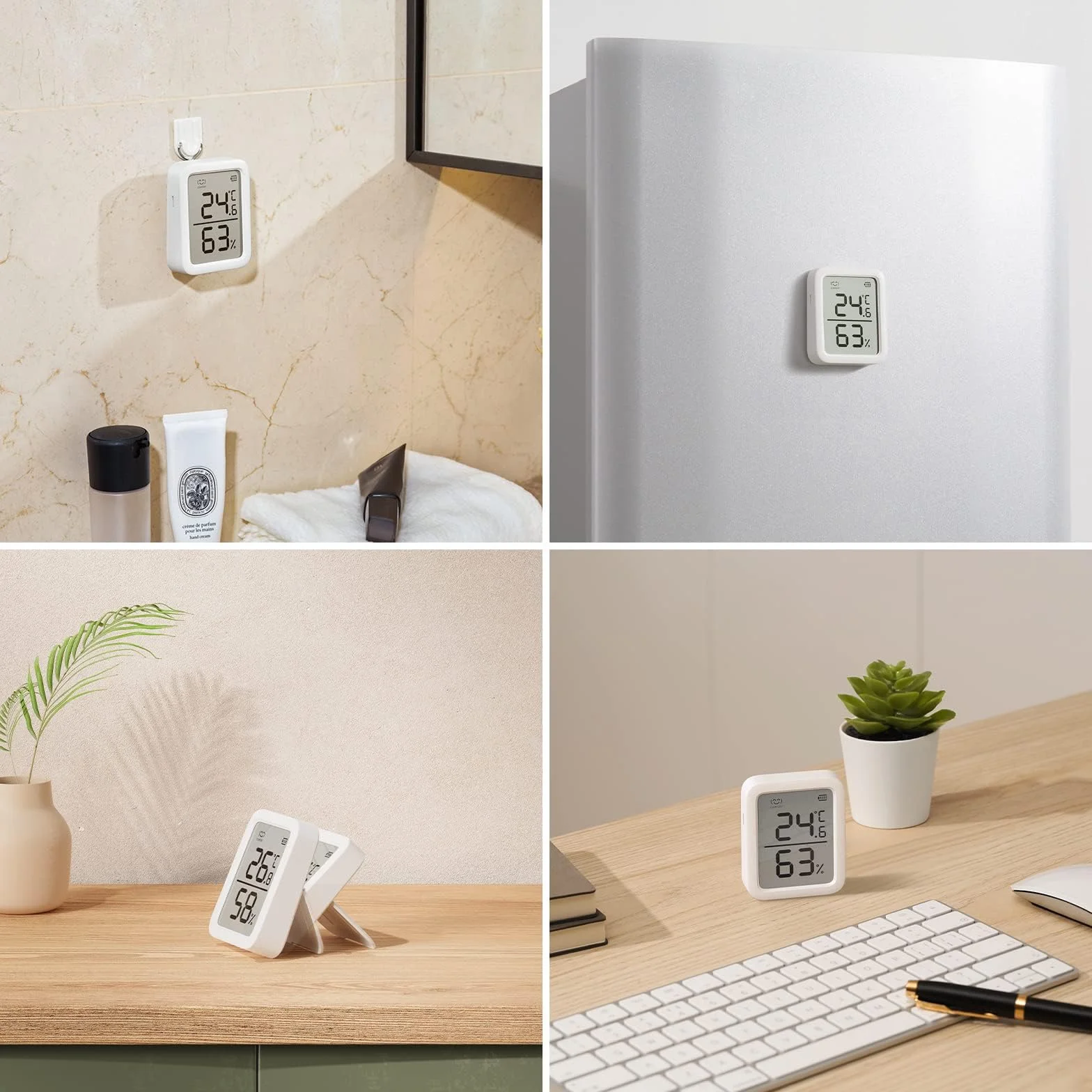 SwitchBot Termometr z higrometrem do wnętrz, Bluetooth, cyfrowy czujnik temperatury i wilgotności z aplikacją oraz zapisem danych, punkt rosy / VPD / absolutny czujnik wilgotności