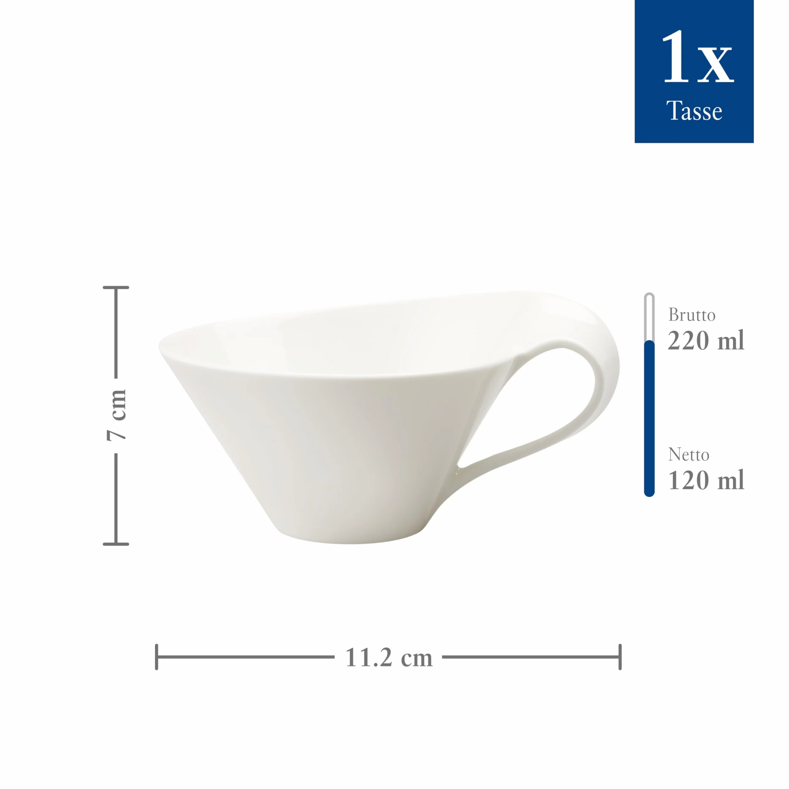 Villeroy & Boch Newwave Biała filiżanka do herbaty z uchwytem, nadaje się do mycia w zmywarce, do kuchenki mikrofalowej, specjalna filiżanka do herbaty, filiżanka do kawy, filiżanka do kawy, kubek na