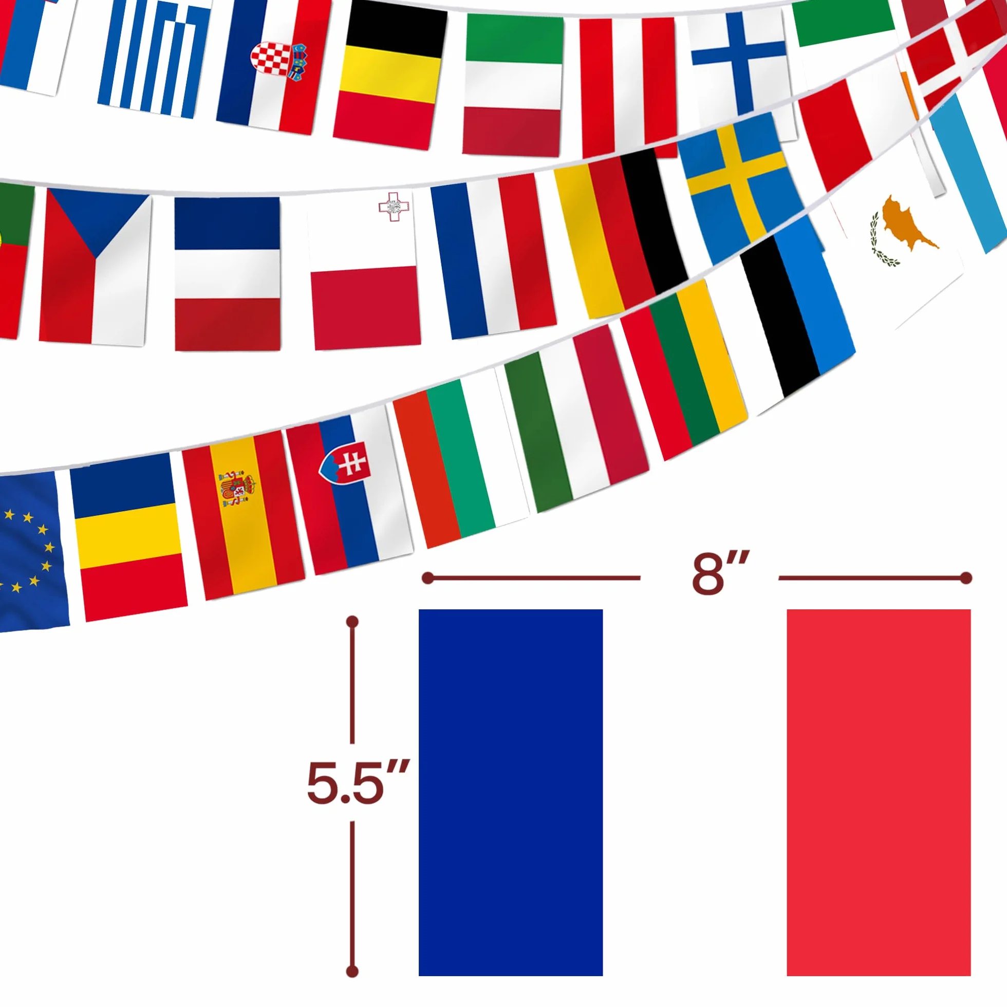 Anley flaga smyczkowa Unii Europejskiej, sztandar sznurkowy 27 krajów Unii Europejskiej, dekoracja na wielkie otwarcie, bar sportowy, imprezy imprezowe - 27 stóp 27 flag