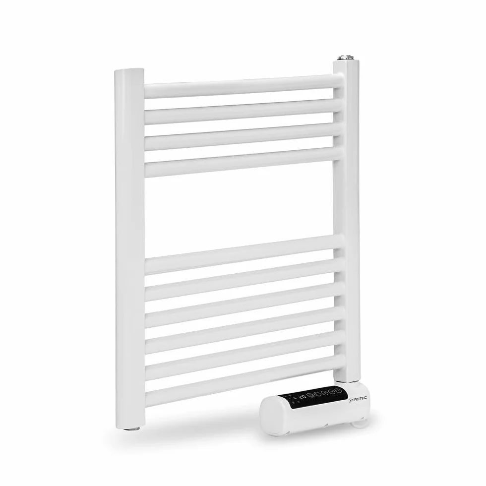 TROTEC Elektryczny podgrzewacz do ręczników TWH 300 S – montaż na ścianie, 300 W, nowoczesny design z płaską rurą, cicha praca, IPX4, idealny do łazienki i toalety dla gości