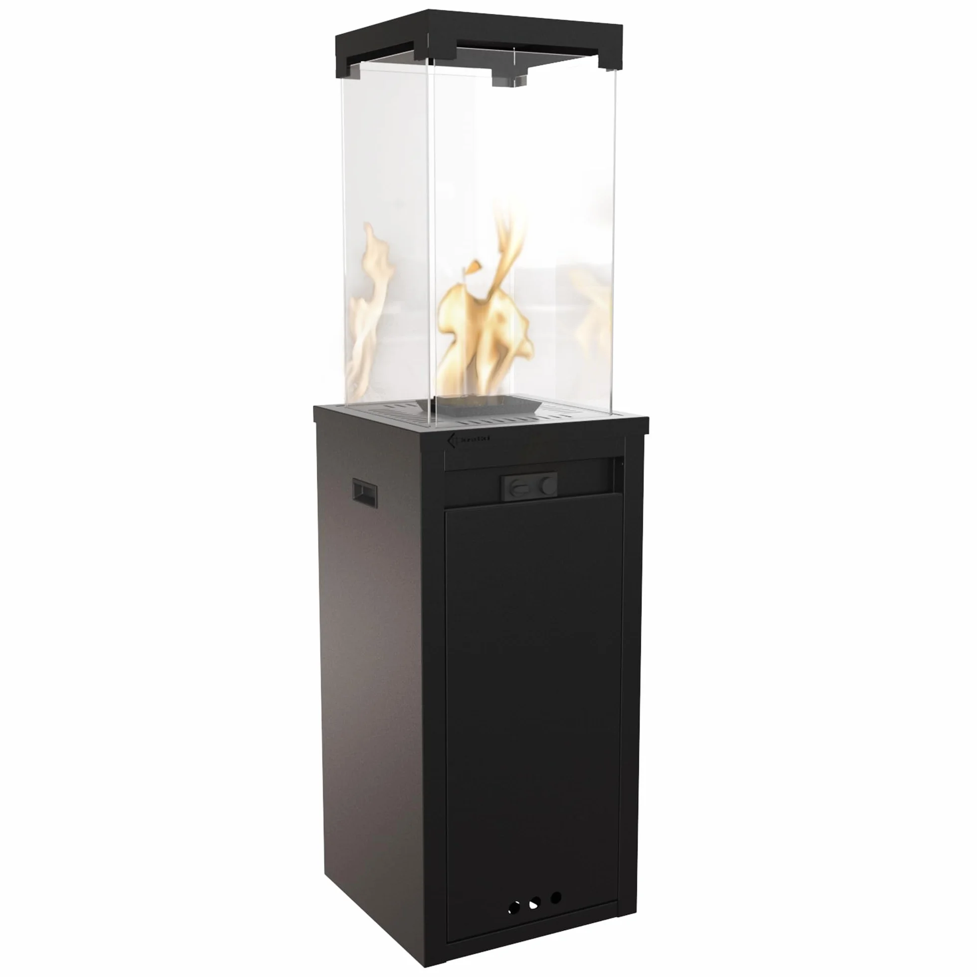 KRATKI tarasowy ogrzewacz gazowy Patio Light czarny 8,2 kW - Propan-Butan G30/37mbar - wydajny ogrzewacz zewnętrzny - łatwe sterowanie - kominek ogrodowy - zestaw z wężem i reduktorem