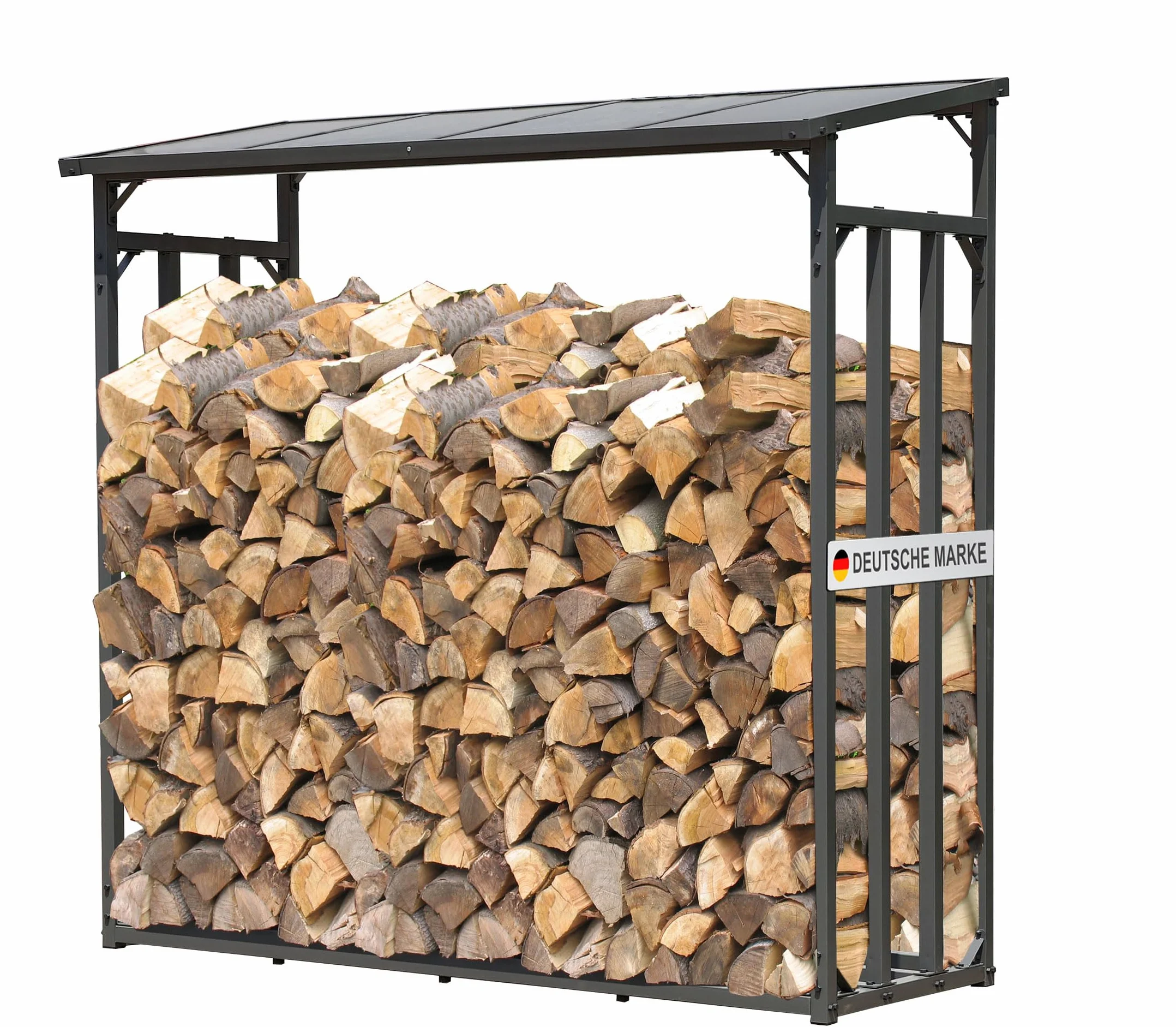 QUICK STAR Metalowy regał na drewno kominkowe antracyt XXL 185 x 70 x 185 cm, stojak na drewno opałowe do ogrodu, 2,3 m³, magazyn drewna kominkowego, pomoc do układania drewna na zewnątrz.