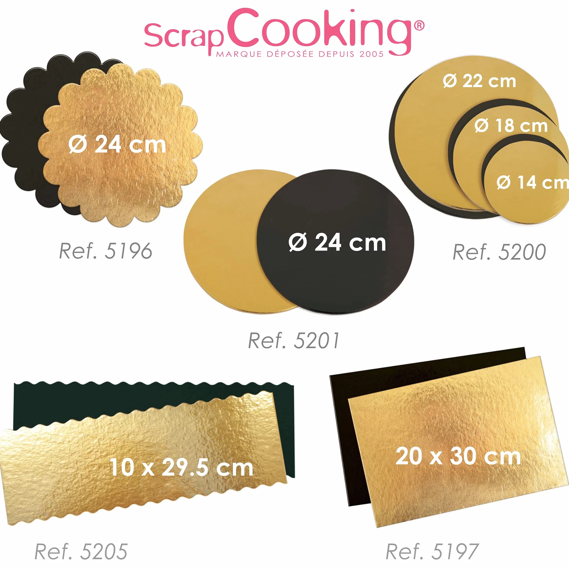 ScrapCooking 5201 Zestaw 6 cienkich kartonowych desek do ciasta 24 x 24 x 0,7 cm, wielokolorowe