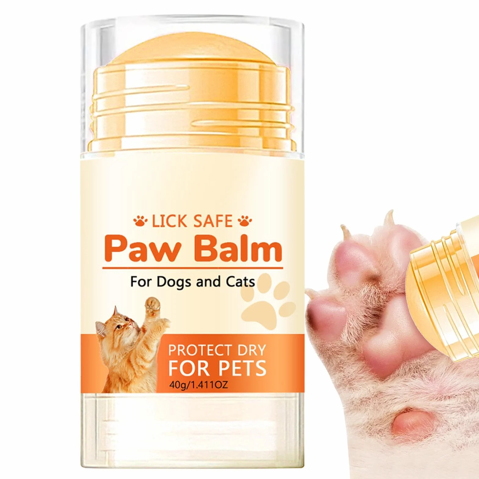 Balsam do łapy , naturalny lizanie, bezpieczny dla kota, , łapa, balsam w sztyfcie, 40 g, balsam do łapy , wosk, smoczek i krem nawilżający, do pękniętych łap psów, kotów, pysków i