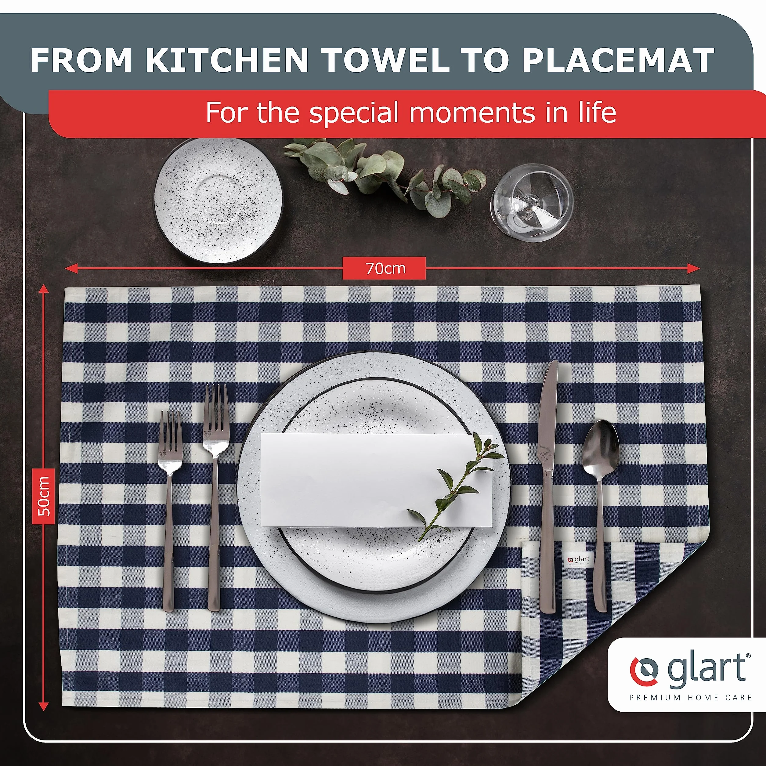 Glart 48RI2 10-częściowy zestaw ręczników kuchennych 50 x 70 cm ze 100% bawełny w kolorze czerwonym, certyfikat Öko-Tex Standard 100, nie mechaci się, nadaje się do prania, wstępnie wyprane, do kuchni