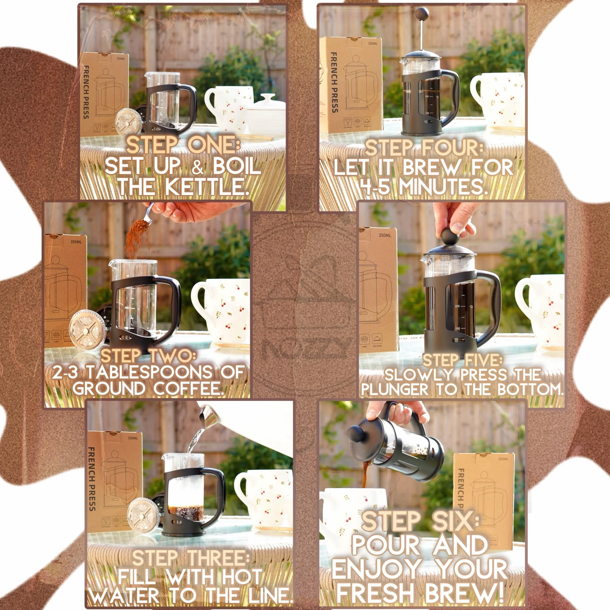 Nozzy French Press, mały ekspres do kawy 350 ml