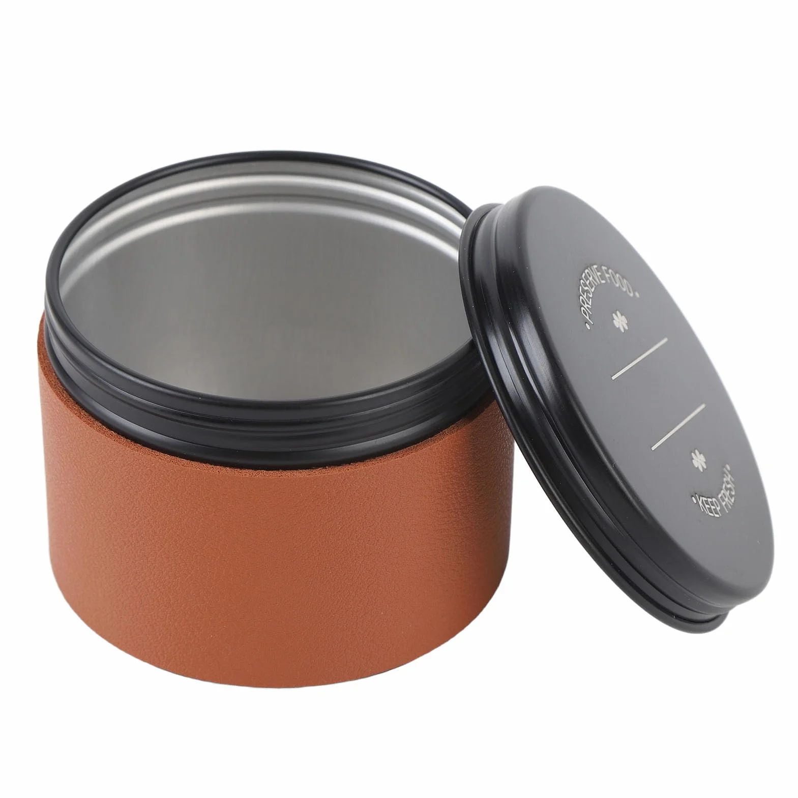 Dioche Szczelna Puszka na Ziarna Kawy Mini Przenośny Trwały Pojemnik na Ziarna Kawy i Herbaty Pojemnik do Przechowywania Cukierków do Biura Podróży Aluminium PU Skóra 150 Ml