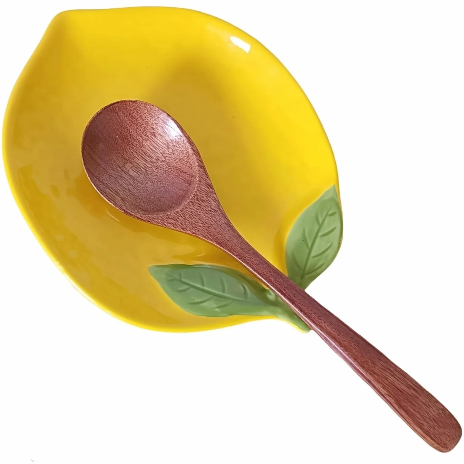 Ceramiczna półka na łyżki w kształcie cytryny, kolorowa półka na łyżki z dekoracją liści, uchwyt na łyżki do kuchni, nadaje się do mycia w zmywarce, Spoon Reest Ceramic na łyżki kuchenne, łyżeczki do