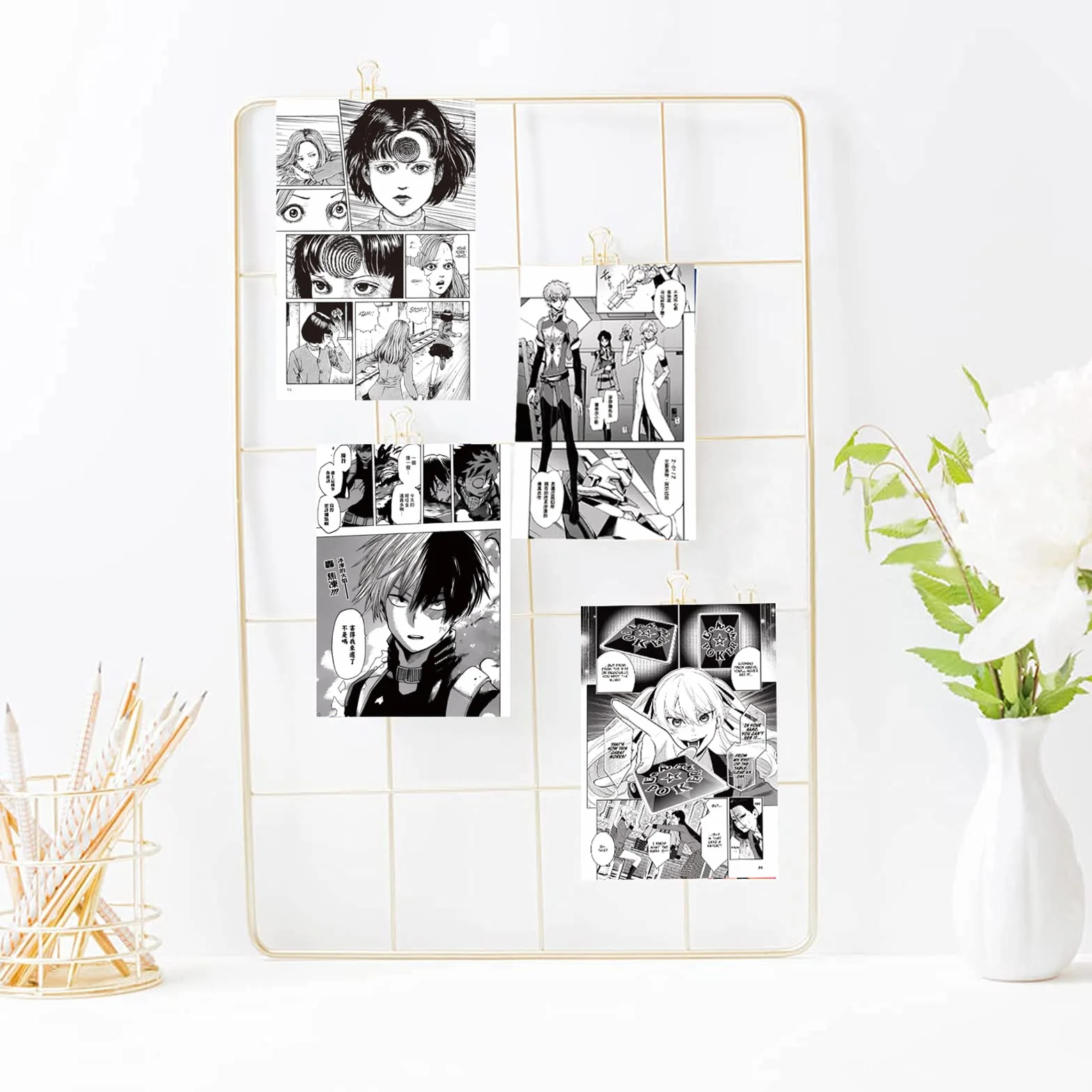 Dingfeiyu Zestaw kolaży ściennych, anime, estetyczny kolaż fotograficzny, plakat anime, manga, kolaż, zestaw do dekoracji pokoju, dekoracja ścienna do akademika, dekoracja pokoju dla dziewcząt i