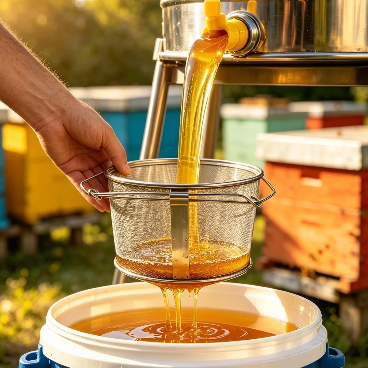 Sitko do miodu Ekstraktor Ze Stali Nierdzewnej | Bardzo drobne sito o bardzo drobnych oczkach do ula, pszczelarstwa, masła, gotowania, potraw, kuchni i dla pszczelarzy