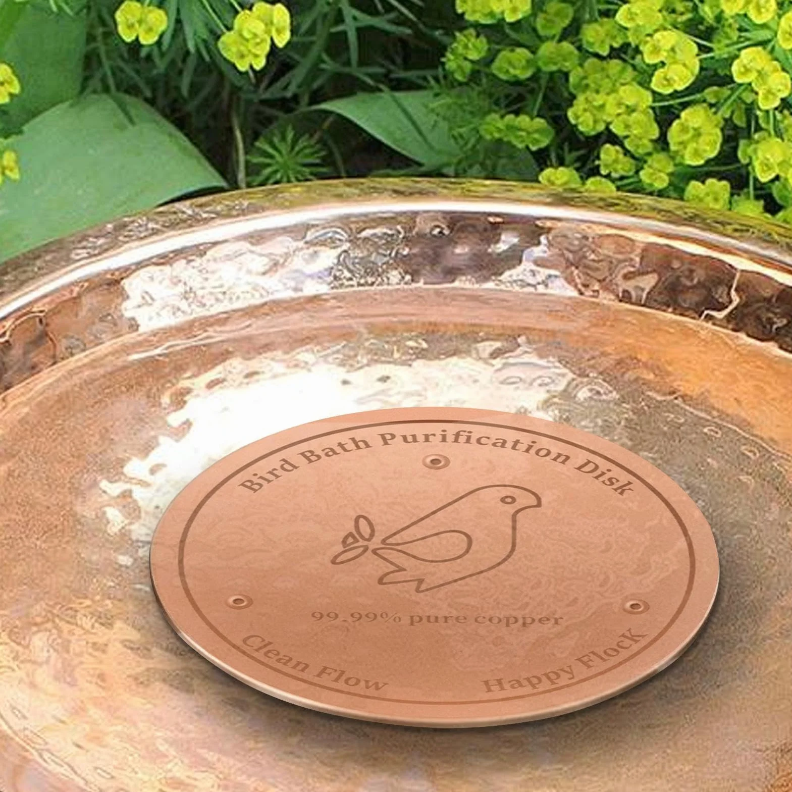 Miedziany dysk do kąpieli dla ptaków, potrójne wsparcie do czyszczenia płyt wodnych, 40 g, miedziane tarcze czyszczące na zewnątrz, werandę, dziedziniec, ogród, podwórko, patio, trawnik, łąki, do