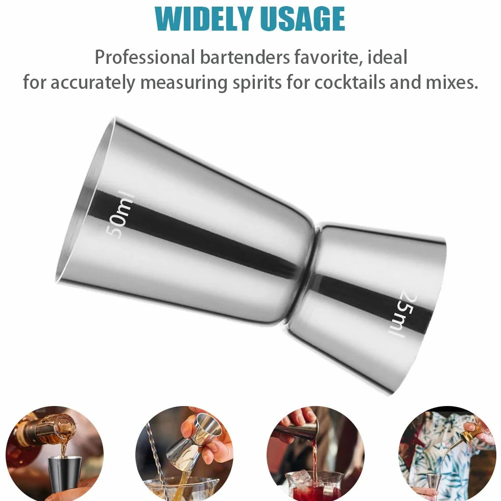 Tęczowa Powłoka ze Stali Nierdzewnej 304 Miarka Jigger Bar Craft 25/50 ml Podwójna Miarka Kubek do Baru na Imprezę Wino Koktajl Shaker (2 x 25-50 ml)