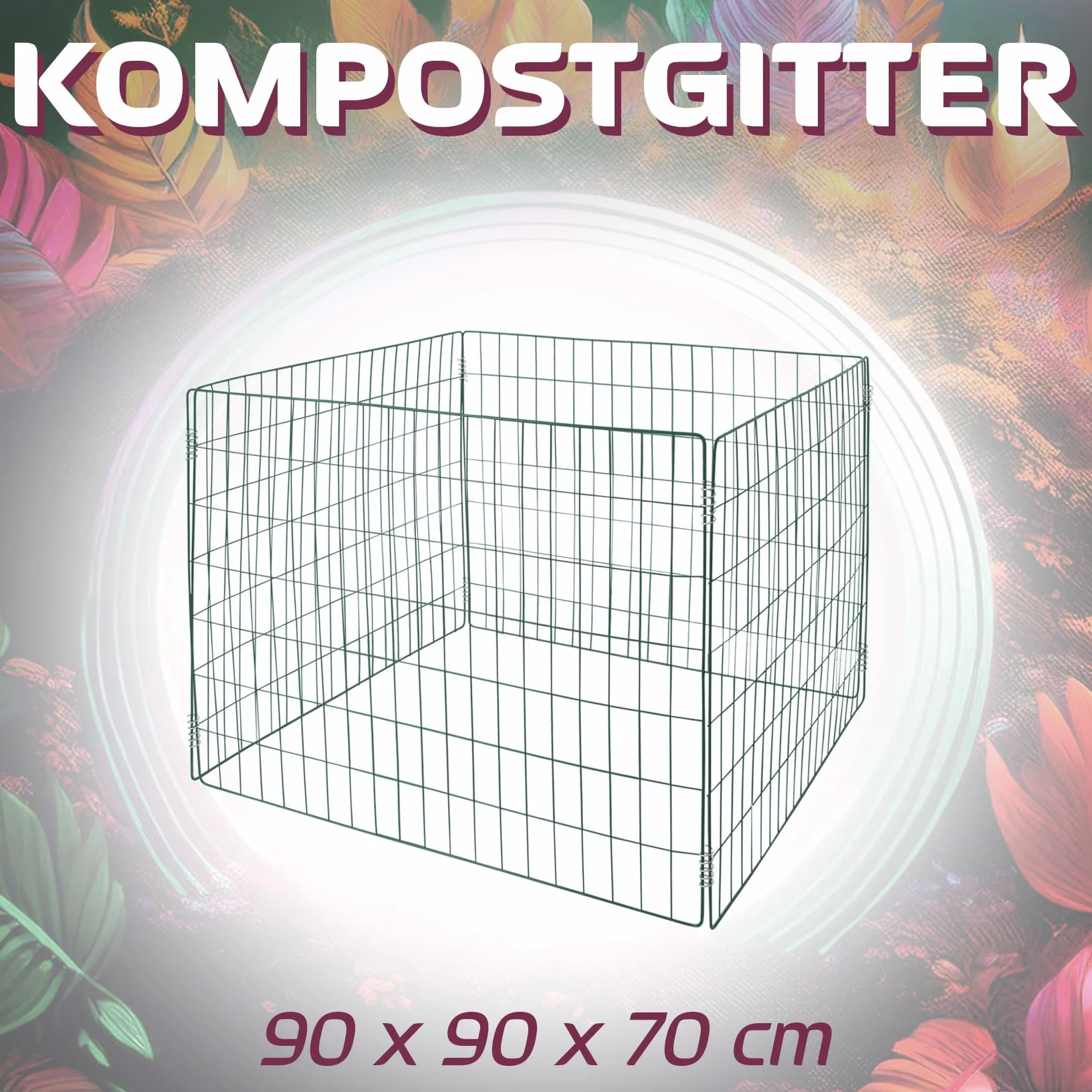 kompostownik metalowy kompostownik V2A 90x90x70 cm zielony ogrodowy kratka pojemnik kompostowy