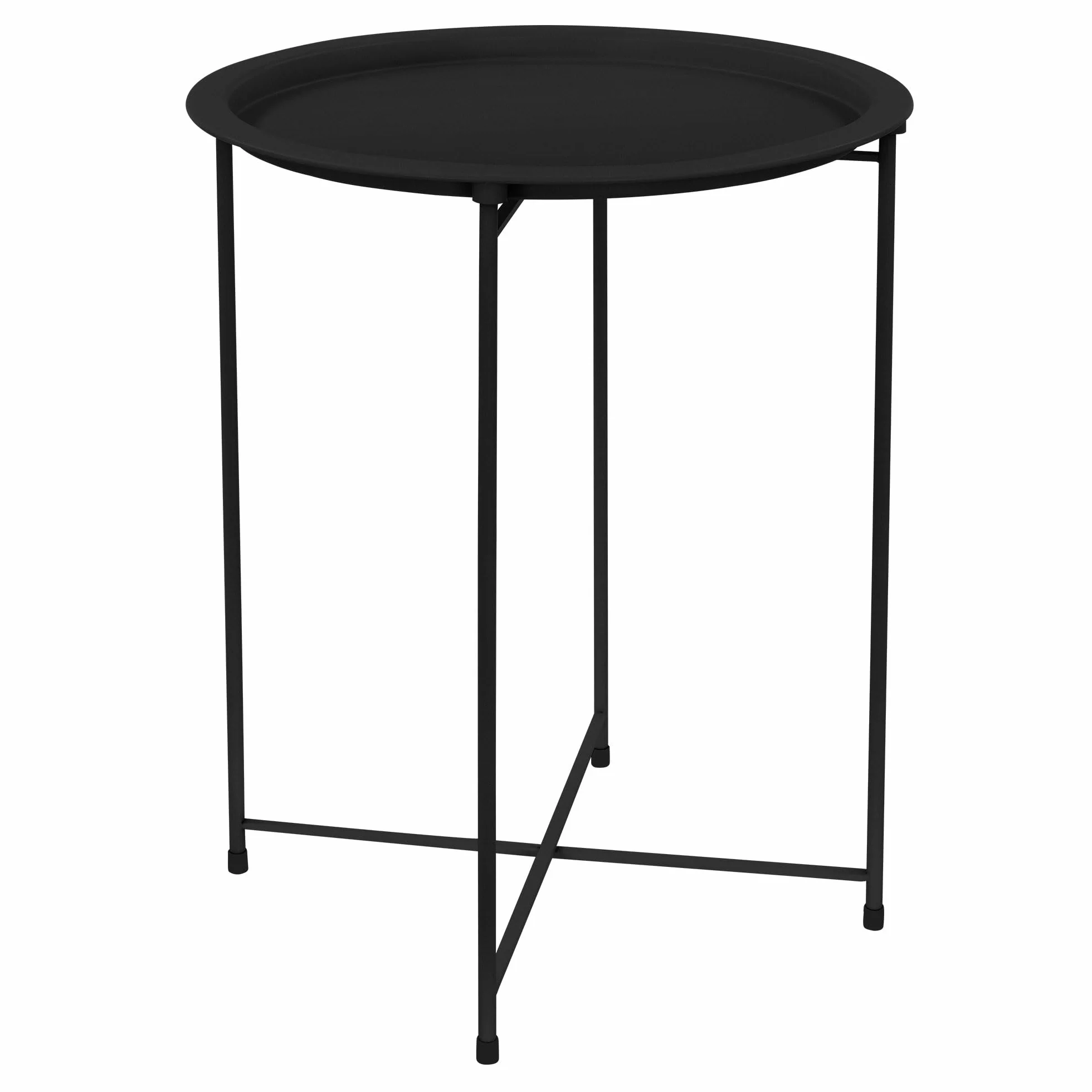 ML-Design Stolik boczny okragly Ø43xH52 cm wykonany z metalu, czarny, stolik kawowy z wyjmowana taca, skladany, stabilny, stolik do salonu stolik kawowy stolik nocny stolik ogrodowy