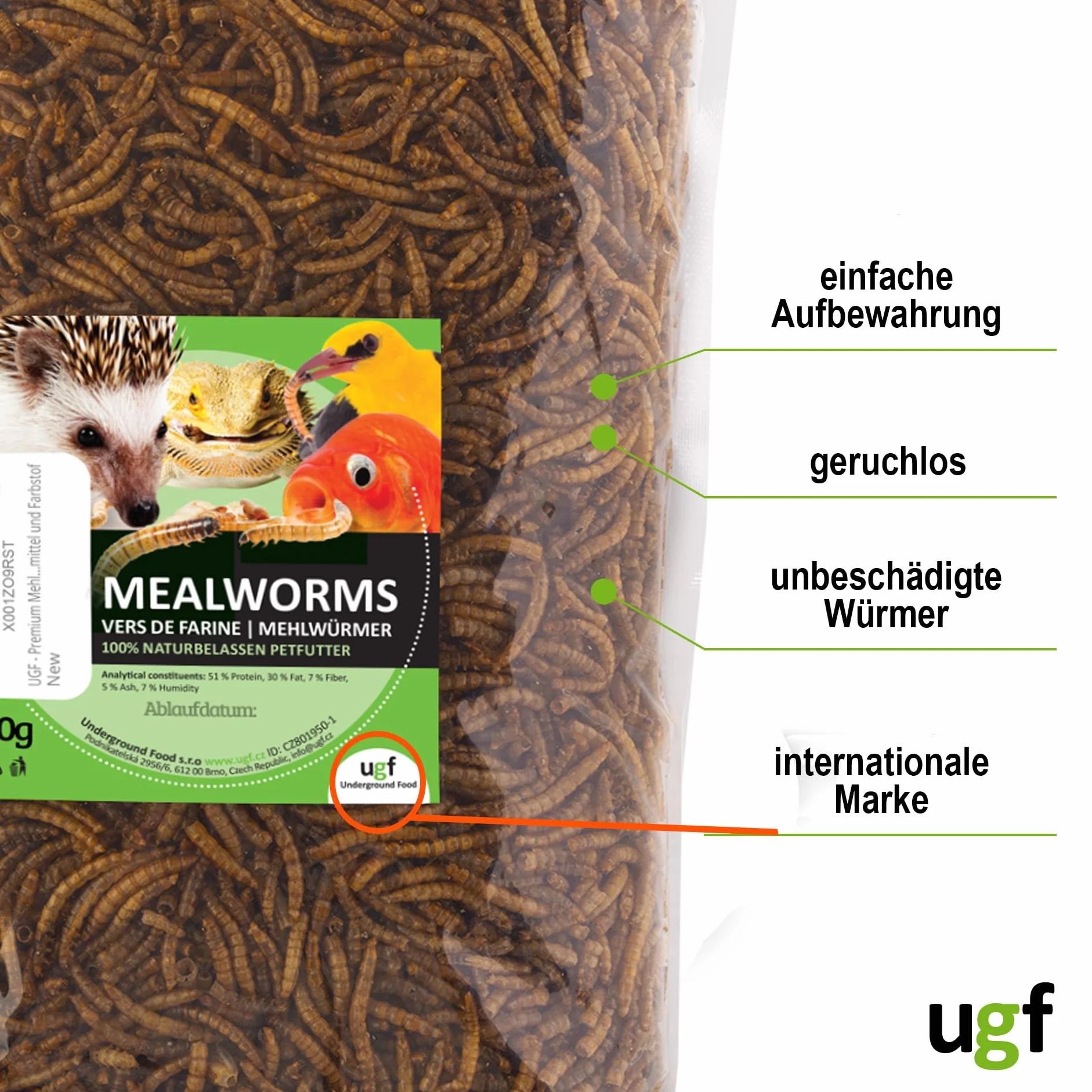 UGF Suszone Robaki Mączne 250 g Przekąski dla Ptaków Gryzoni