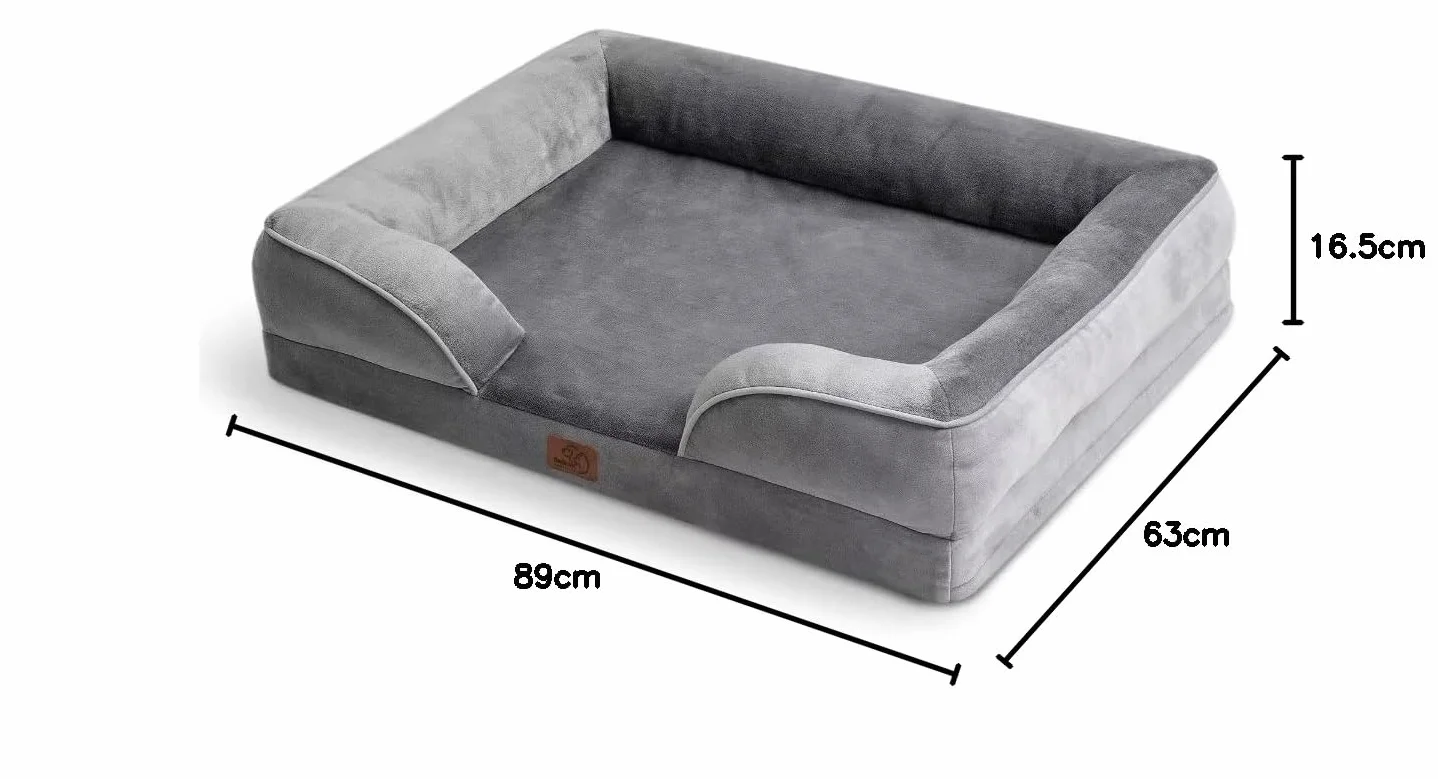 Bedsure Legowisko Ortopedyczne dla Psa Ergonomiczna Sofa z Pianką 89x63 cm