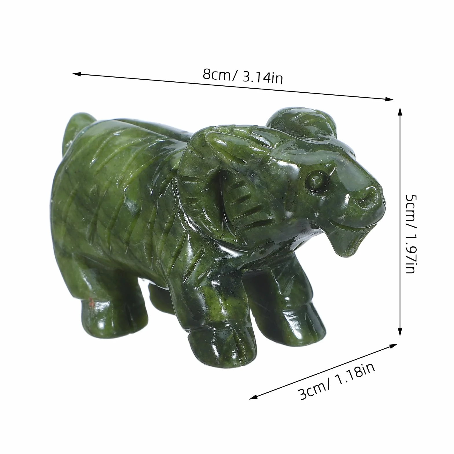 Jadeitowa figurka barana: figurka owcy w stylu Feng Shui – chińska rzeźba zodiaku przynosząca szczęście i sukces – ręcznie wykonana zwierzęcia z jadeitu na półkę biurkową i do wystroju
