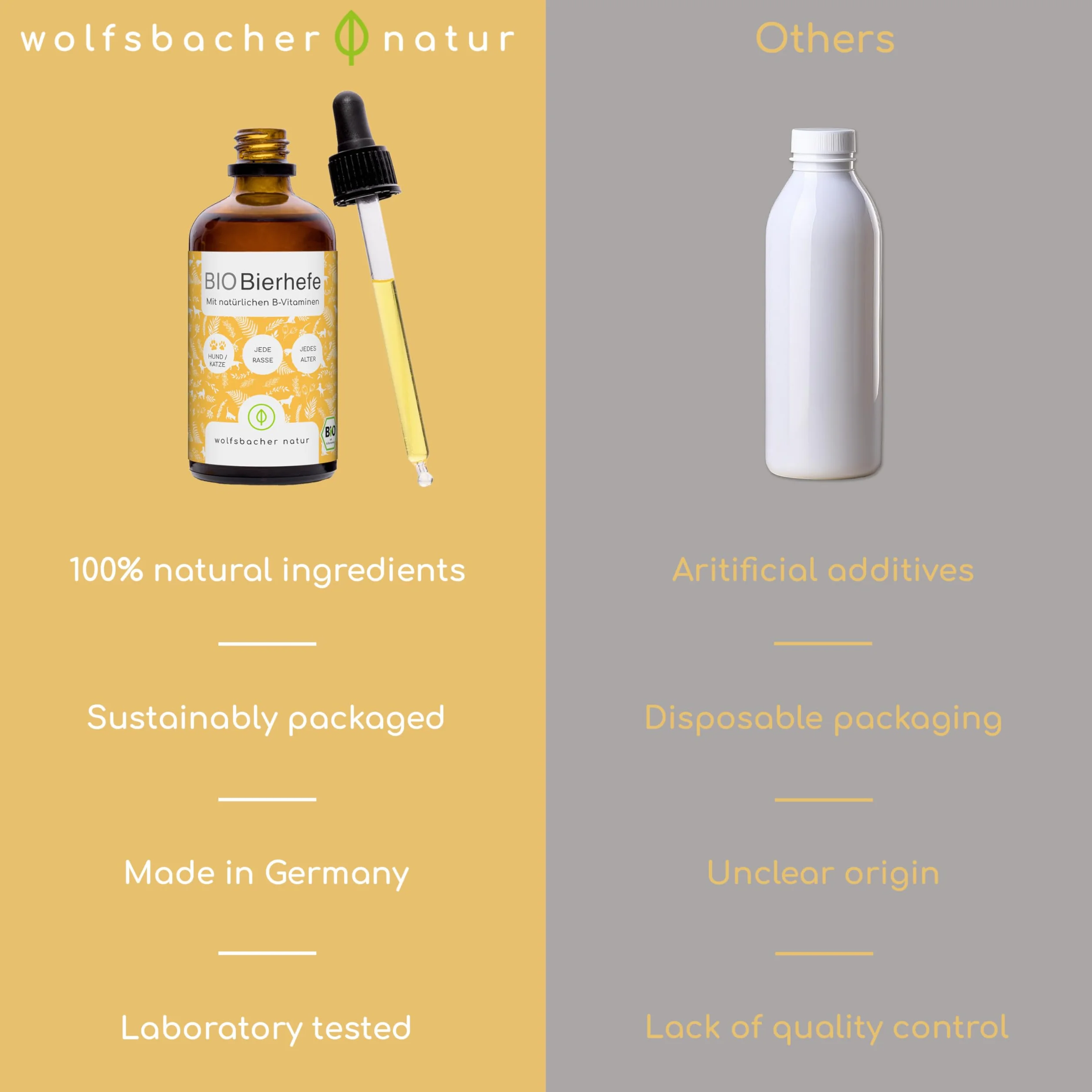 Organiczne drożdże piwne dla psów i kotów 100ml płynne suplement z witaminą B DE-ÖKO-060