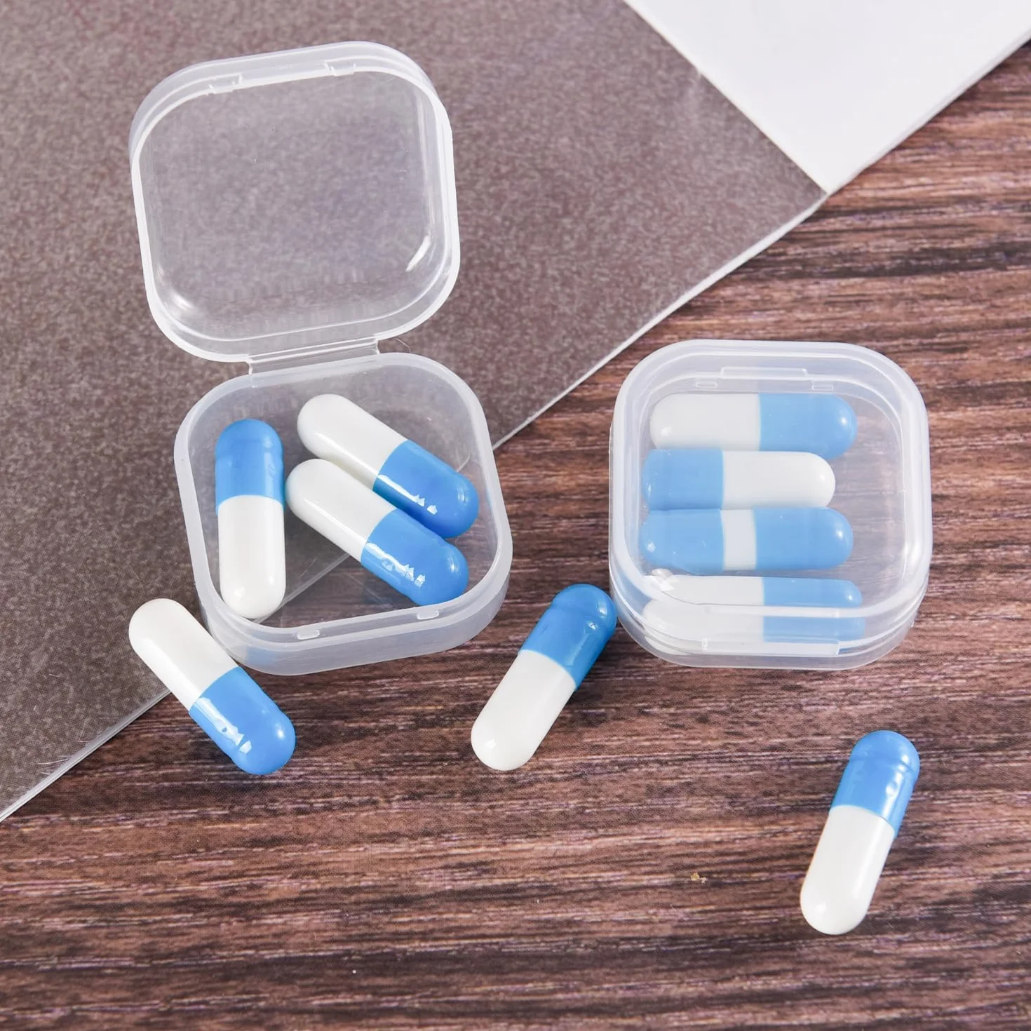 Luxiremi Małe kwadratowe, przezroczyste pudełka plastikowe, 6 sztuk, z pokrywką, pudełko do przechowywania tabletek, pereł, rzemiosła, małych przedmiotów, biżuterii