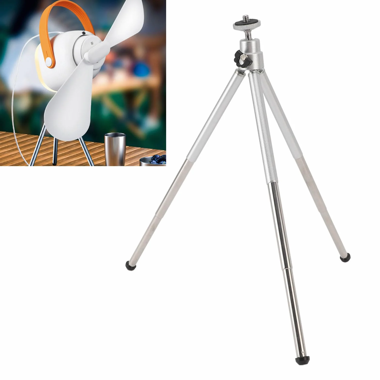 Lekkie Podparcie Wentylatorowe, Obozowanie na świeżym Powietrzu Pionowy Statyw z scutą Gwintem 6 Mm Regulowany stopień 15-30 Cm Aluminium do Biura Domowego