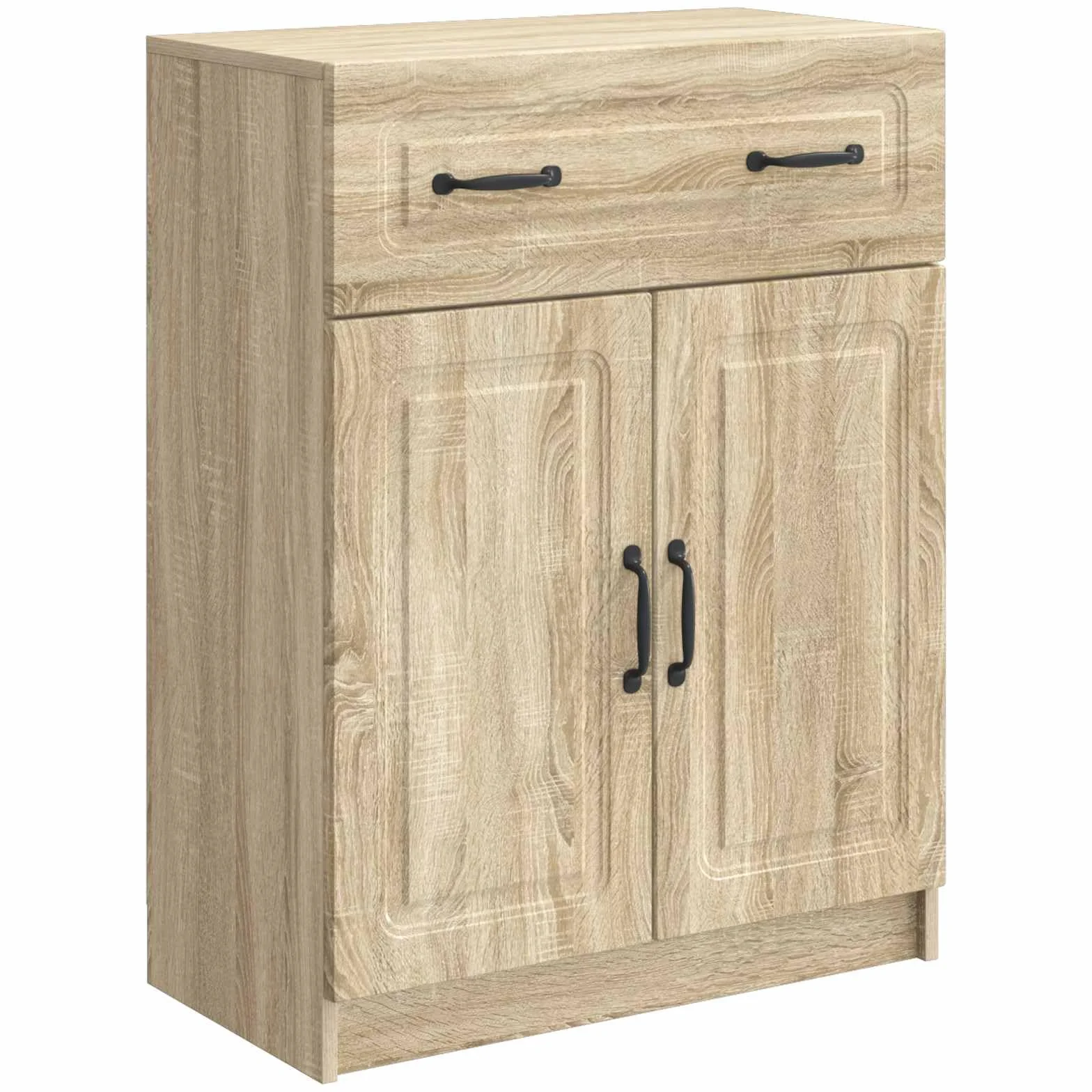 Générique Drewniany bufet inżynieryjny 66 x 34,5 x 87 cm, nowoczesny mebel do przechowywania z drzwiami i szufladami, prostokątny design, do salonu lub jadalni
