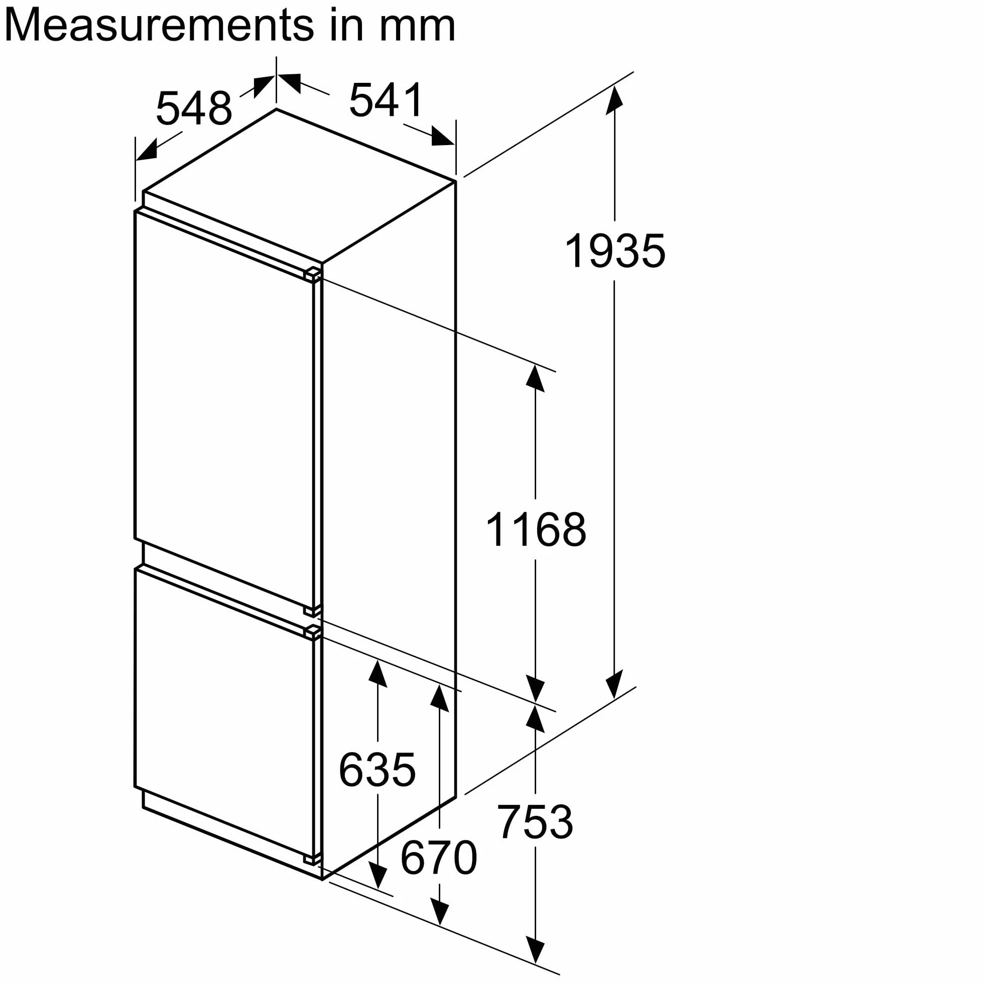 Bosch KIN96NSE0 seria 2 lodówko-zamrażarka do zabudowy, wnęka 194 x 56 cm, chłodzenie 215 l + zamrażanie 75 l, 11% większa pojemność chłodzenia, nigdy więcej rozmrażania, równomierne oświetlenie