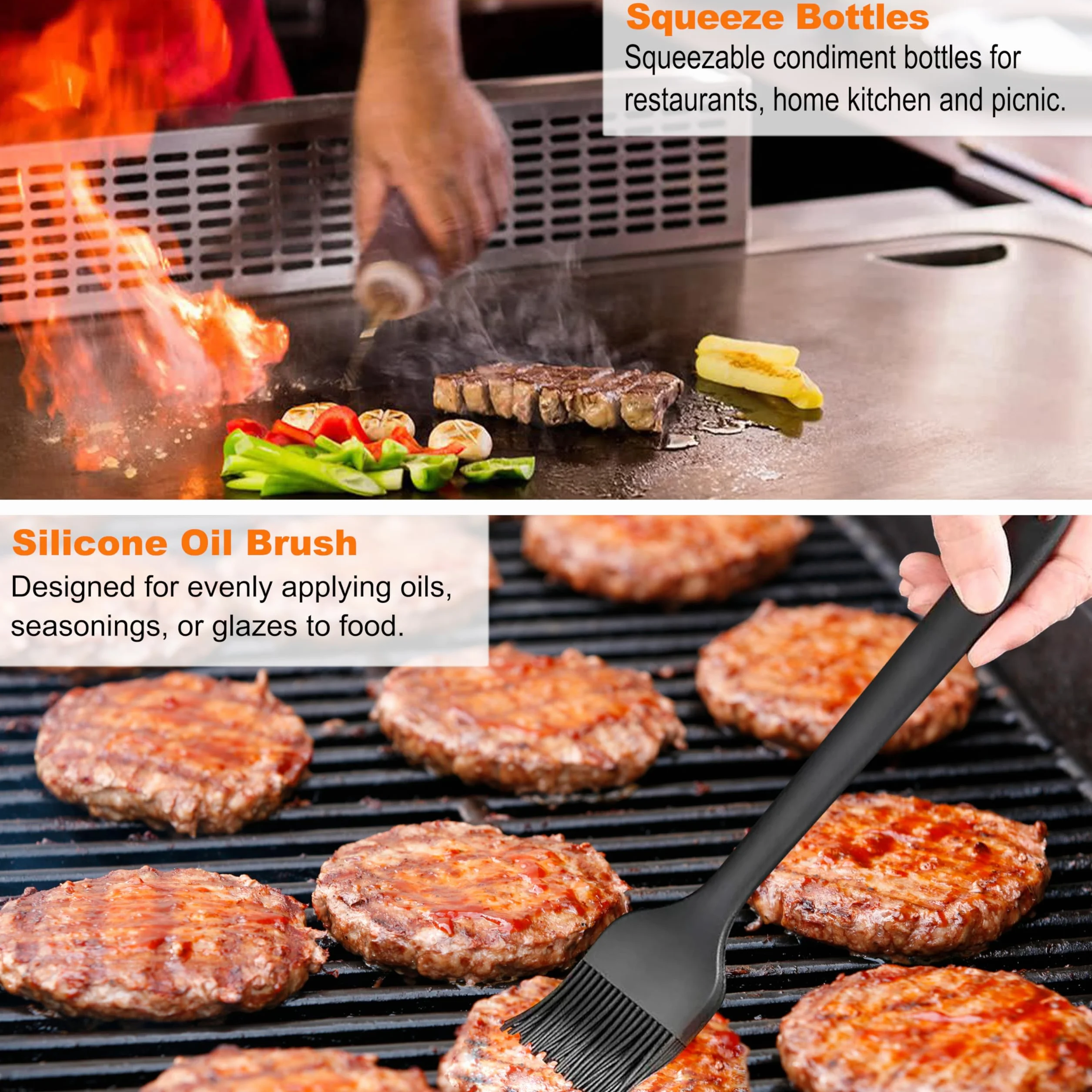 Grilljoy Plancha zestaw akcesoriów ze stali nierdzewnej, Zestaw do Smash Burgera z szpatułką do grilla, prasa do burgerów, 28 akcesoria do grilla dla mężczyzn