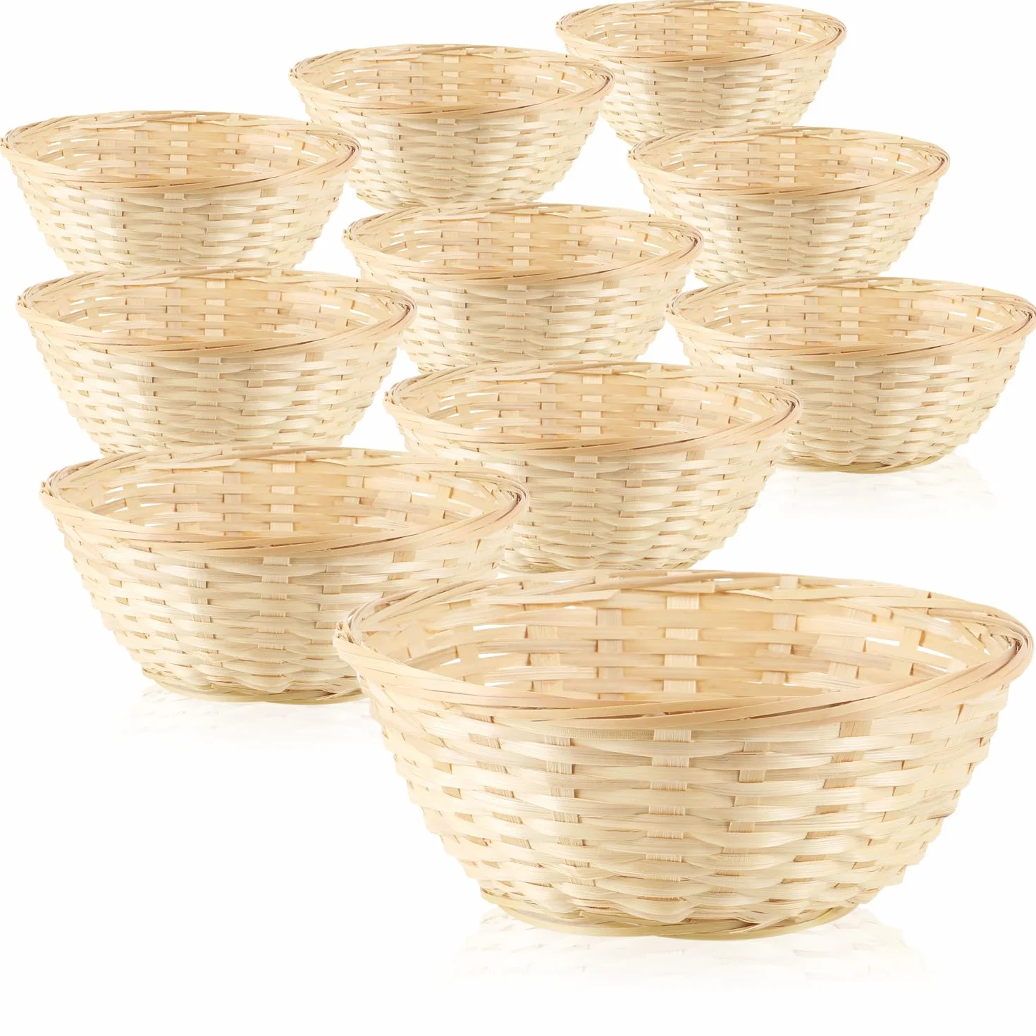 COM-FOUR® 10x Koszyk z lusek w kolorze naturalnym do dekoracji - Dekoracja wielkanocna - Koszyk na pisanki, bulki, przekaski i klucze (Kosz lykowy - 10 sztuk)