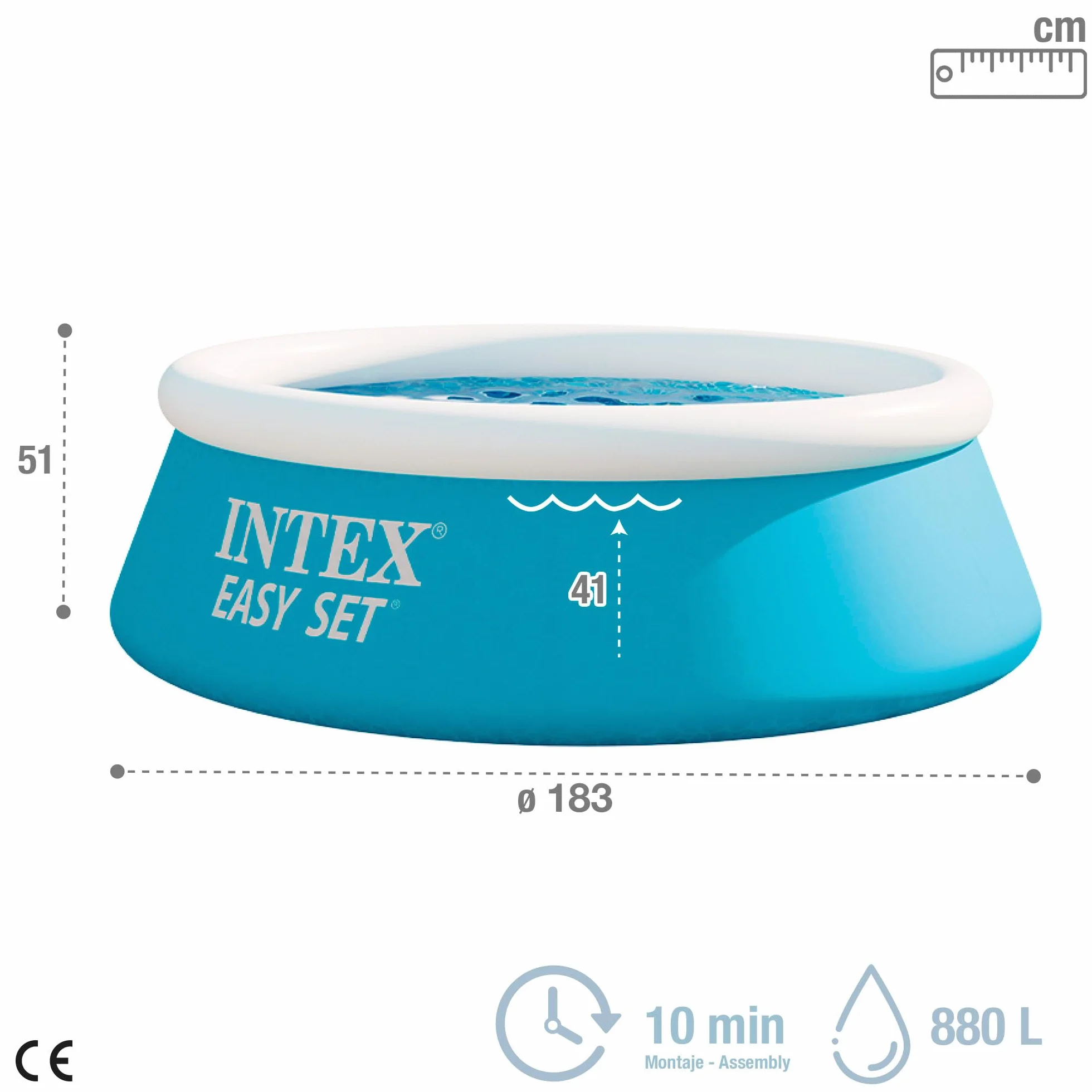 Intex Easy Set Basen Dziecięcy, Niebieski, 183 x 183 x 51cm/ 886 l