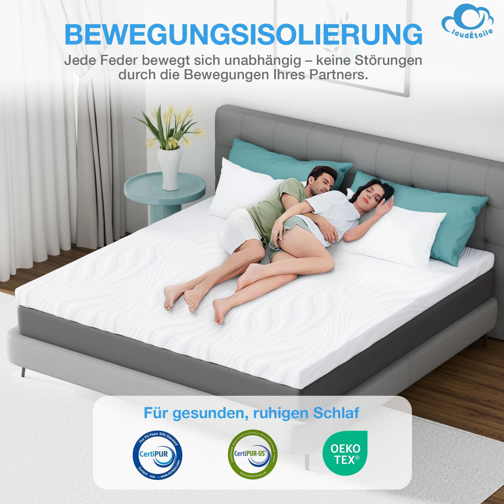Nakładka na materac 160x200 cm – 7.5 cm pianka memory, miękka i wygodna nakładka nawierzchniowa z pianki Visco, ergonomiczne podparcie, idealna na łóżko, kanapę lub do kampera