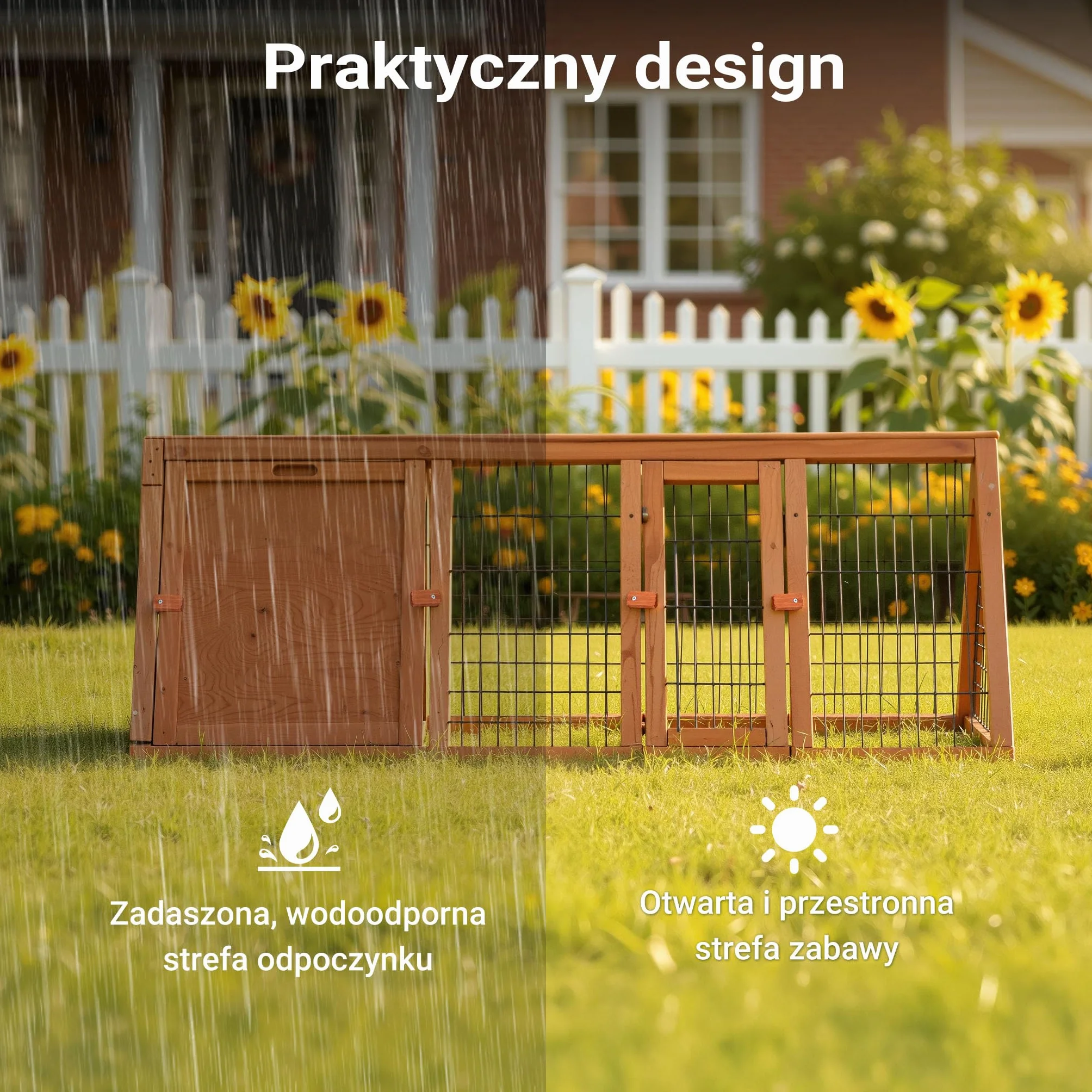 Domek dla królików otwarta obudowa drewno świerkowe stodoła