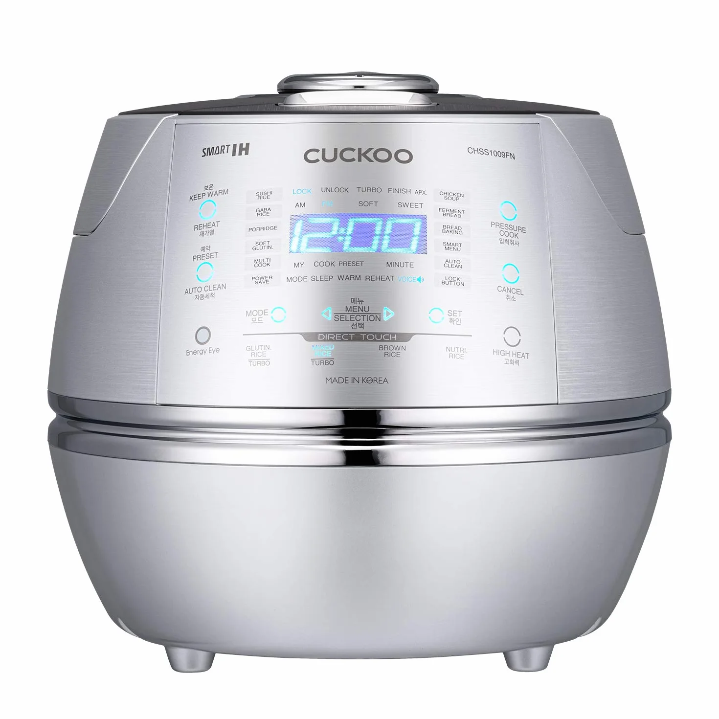 CUCKOO CRP-CHSS1009FN parowy szybkowar do ryżu Rice Cooker, 1,8 l, 10 filiżanek, indukcyjna technologia grzewcza IH, programowalny, ryż GABA, technologia DSP, bezpieczny zawór pary