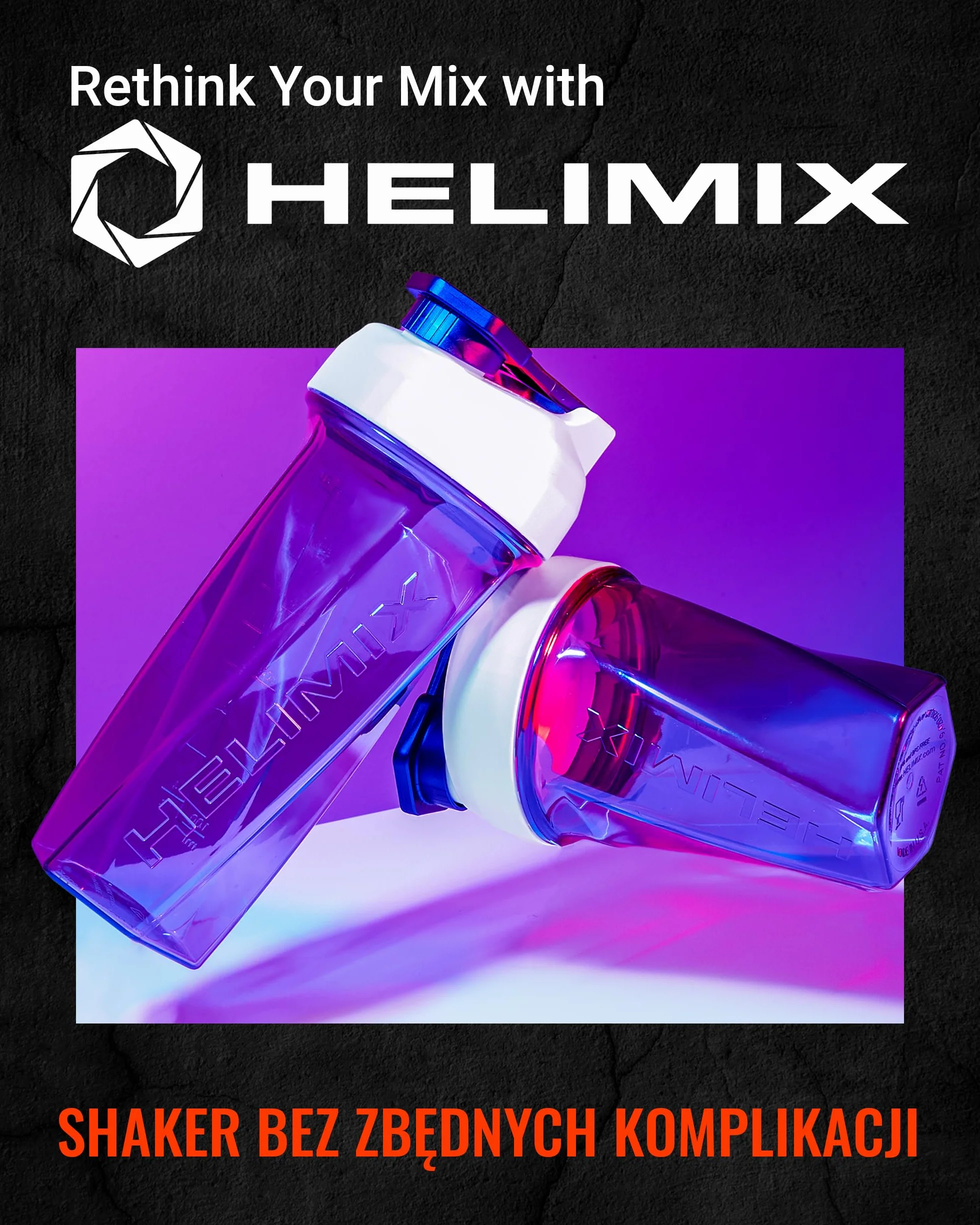 Helimix 2.0 Vortex Protein Shaker, 800 ml (28 uncji) - Sportowa butelka na napoje proteinowe i smoothie - bez gwizdków, grudek i baterii - odporna na mycie w zmywarce i wolna od BPA