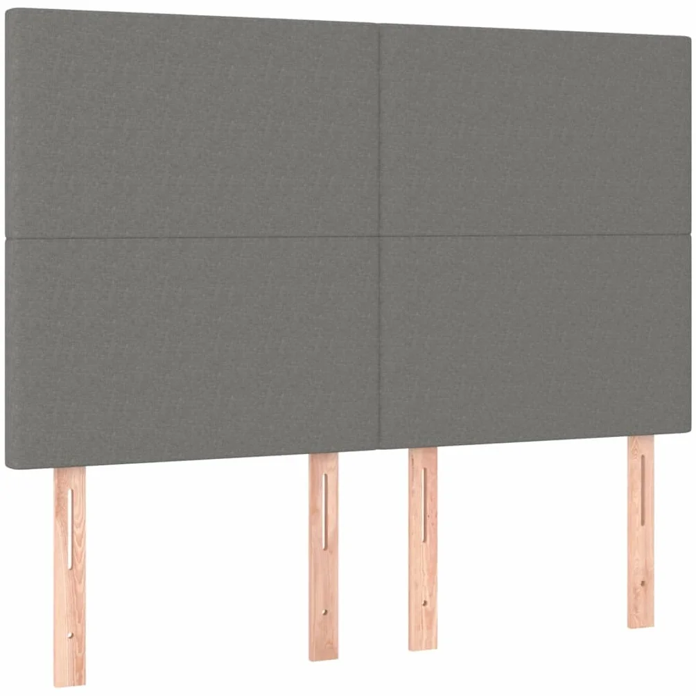 Sprężynowy z regulowanym zagłówkiem kontynentalne 140x190 cm szary | Łóżko kontynentalne z materacem kieszeniowym 140x190 cm ciemnoszara tkanina z zagłówkiem i ławką