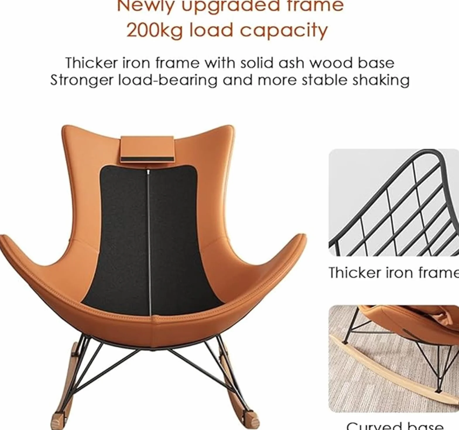 FIXARE Fotel bujany Glider Krzesła akcentujące Tapicerowane Krzesło bujane, Tech Cloth Lounge Sofa Krzesła wypoczynkowe, z podstawą z litego drewna do salonu sypialni biura (kolor: jasnoszary)